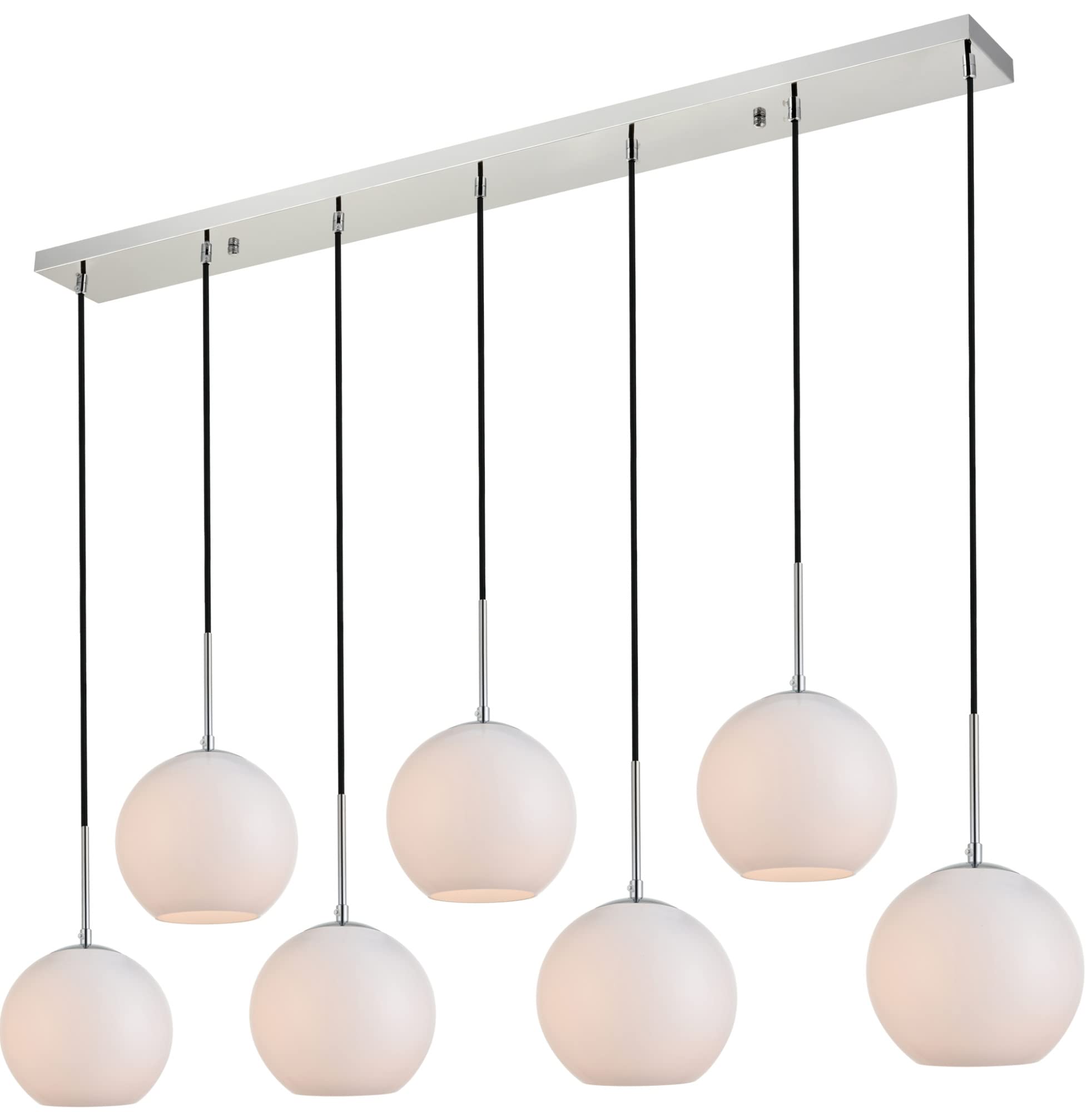 Elegant Lighting Urban Classic Baxter 7 Lights Chrome Pendant with Frosted White Glass