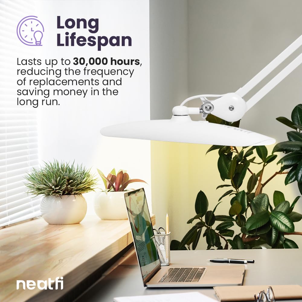 Neatfi XL LED Task Lamp 2200 Lumens Dimmable 4-Level Brightness CCT White Model 9501LED