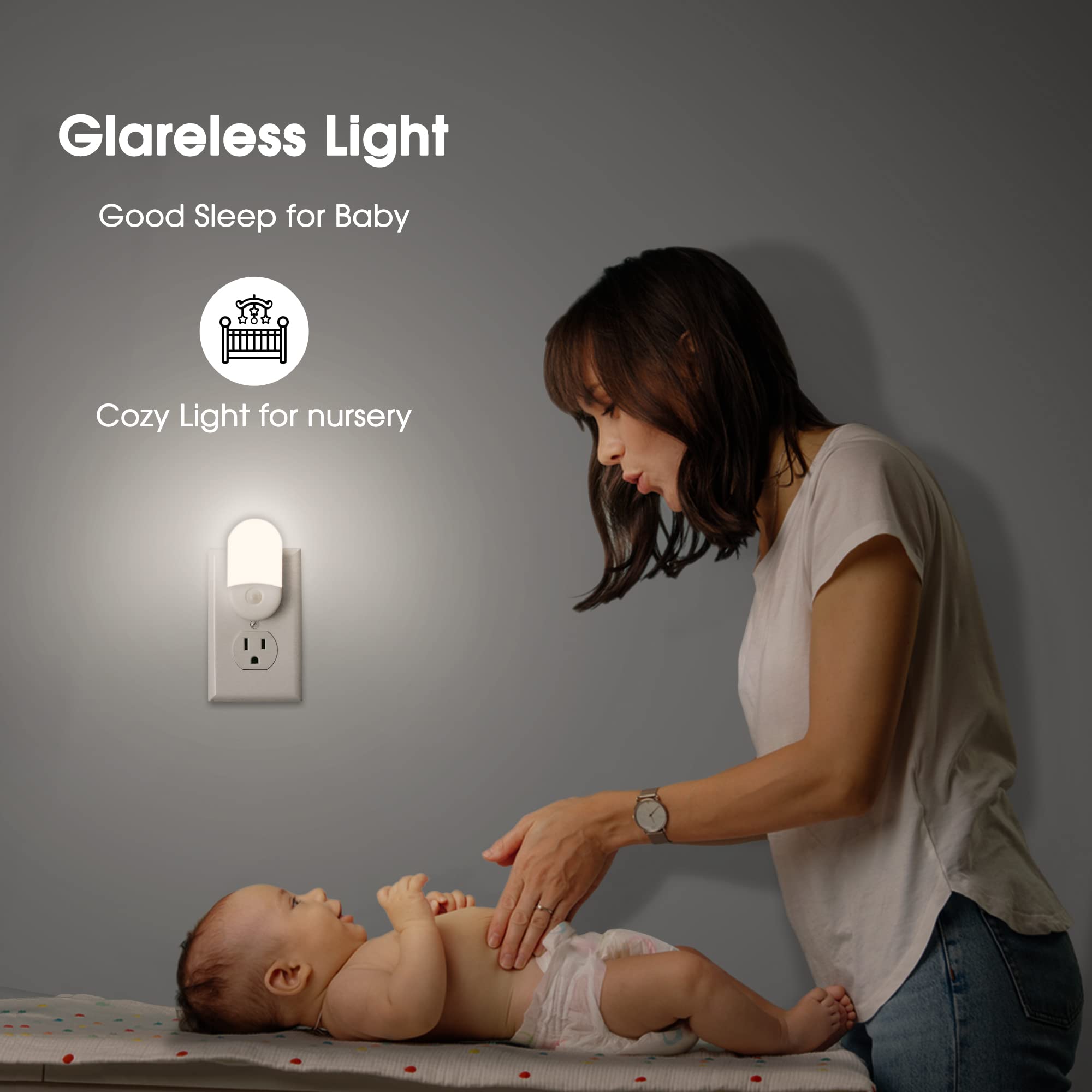 Lohas Night Lights Plug Into Wall [?? ????????], Auto Dusk To Dawn Sensor, 0.6W Dimmable Led Nightlights, Daylight White 5000K,