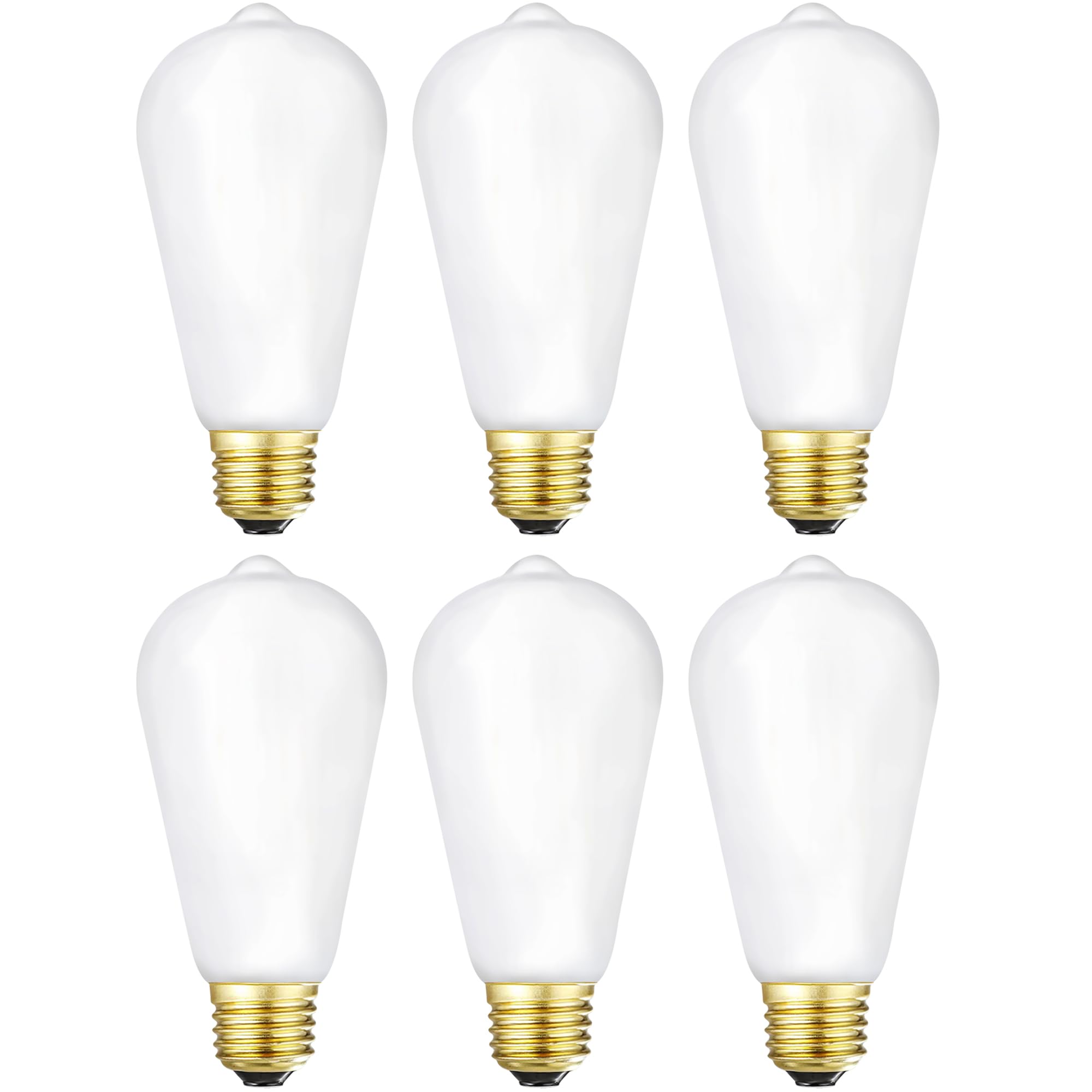 Leools Led Light Bulb E26 Dimmable Flick-Free Matt White 6W Warm White 2700K Cri95 600Lm, 60W Equivalent Vintage Led Edison Anti