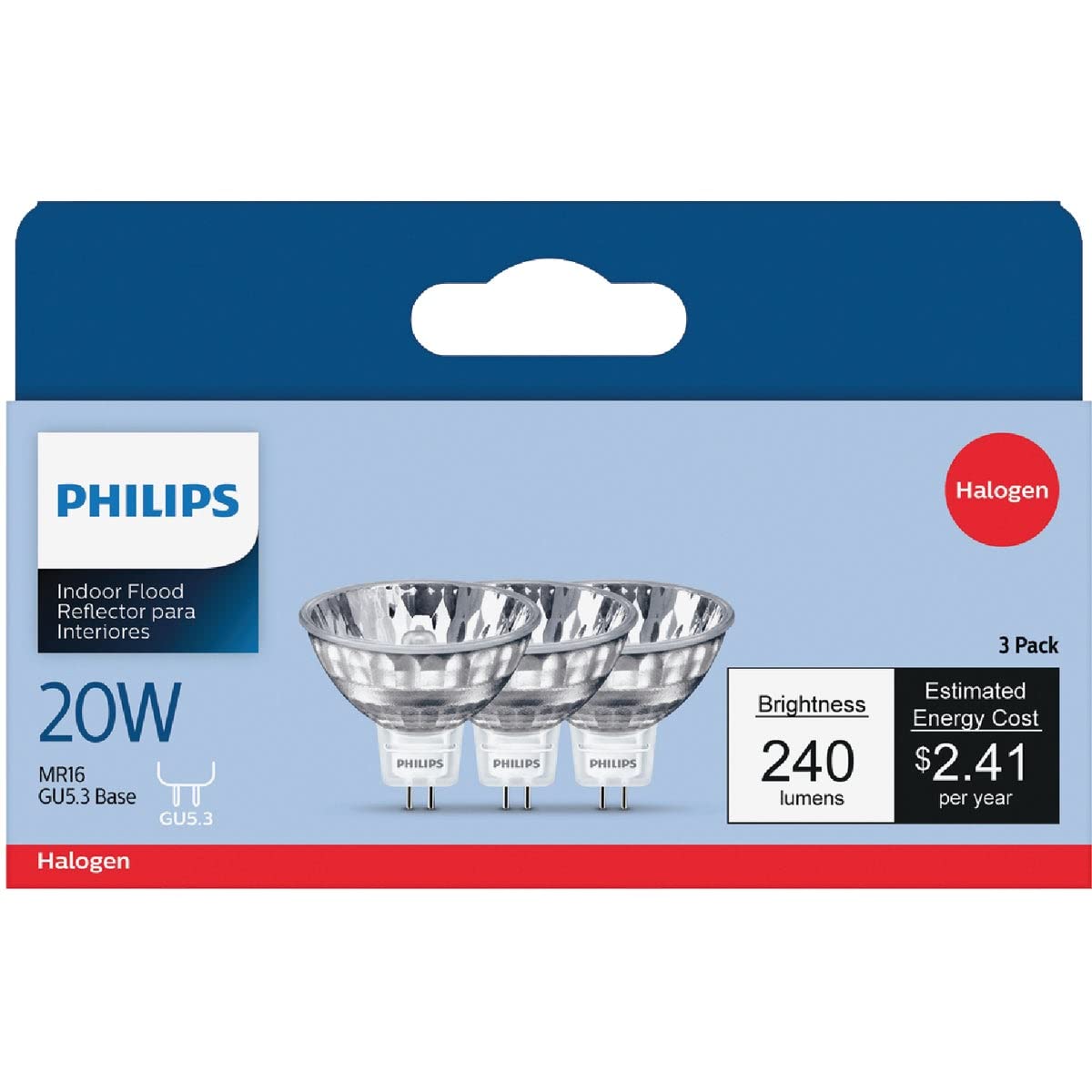 Philips LED Indoor Flood Light Bulb, 20-Watt MR16, Soft White, 3-Pack, Model 415687