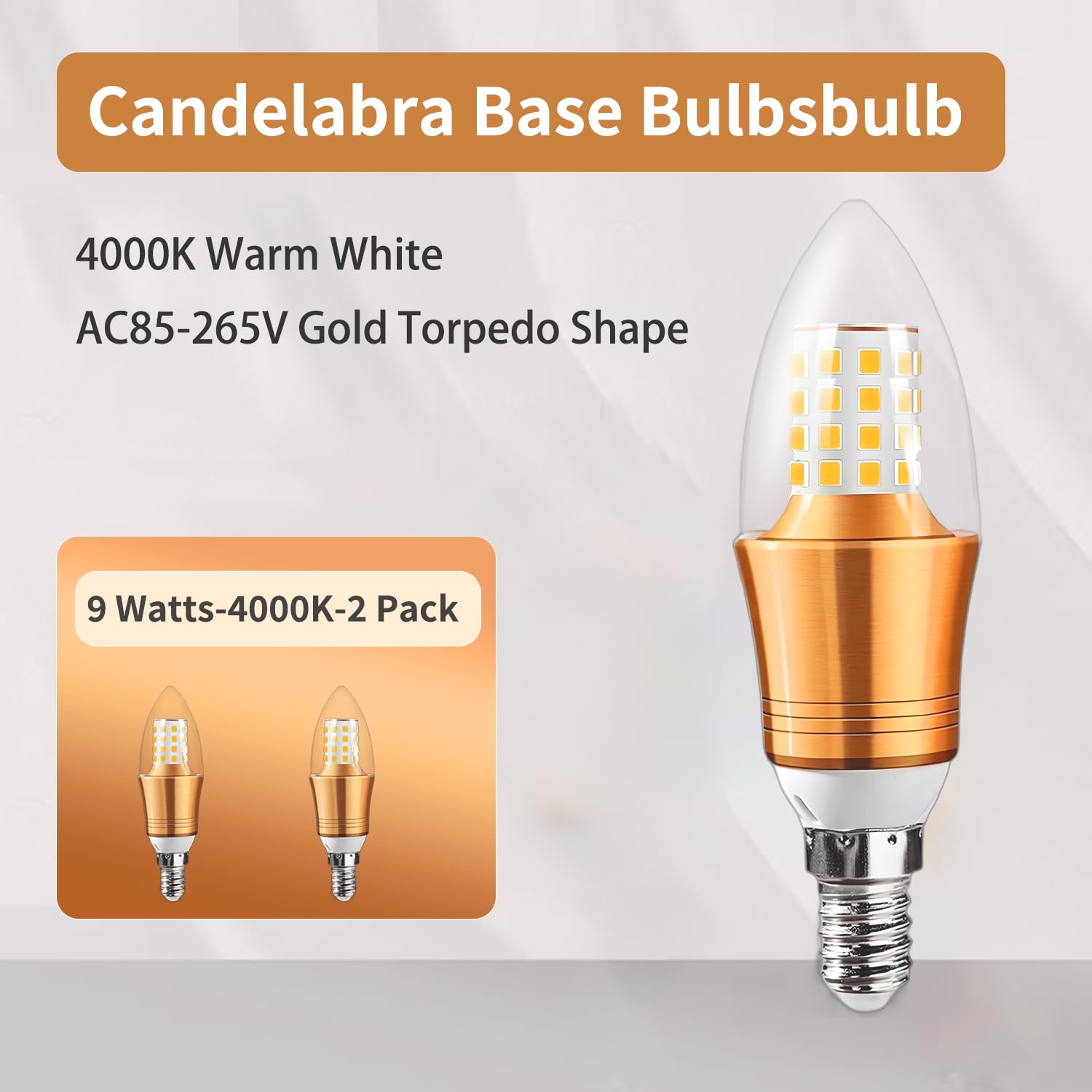 E12 Led Candelabra Base Bulbs 9W Decorative Candle Base 60 Watt Equivalent E12 Candle Lamp For Ceiling Fan Dining Room Home Deco