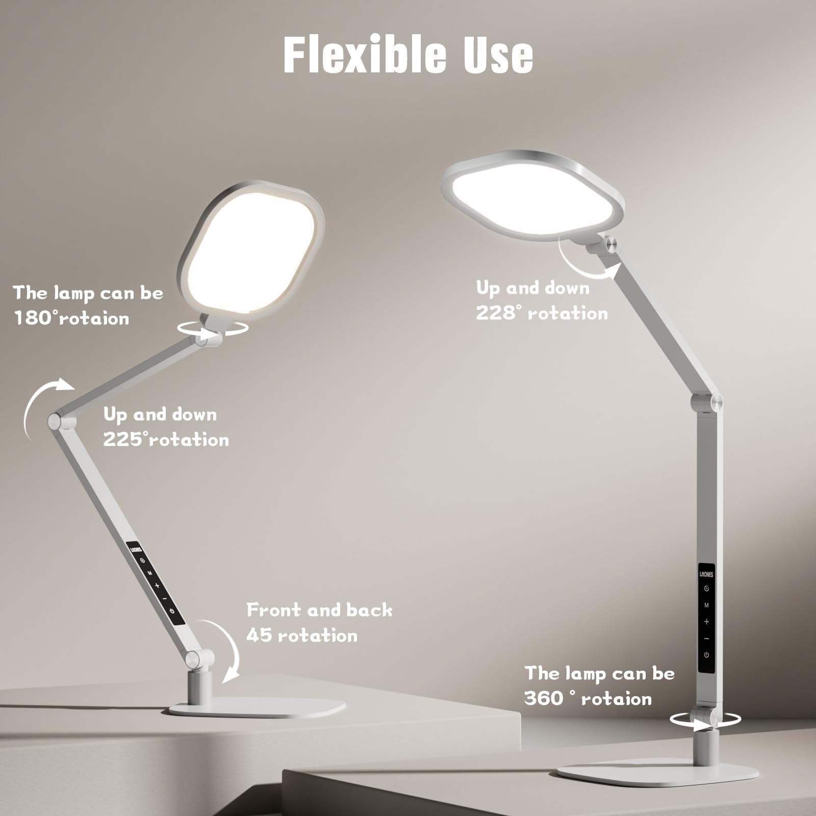Litones Led Desk Lamp For Home Office, 15W Desk Light With Cri >95, Memory & Timer Function, 1200Lm Dimmable Computer Light For