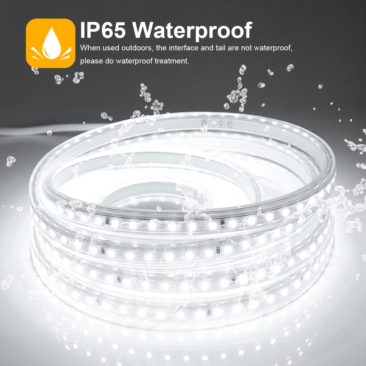 Chnmalitai 9.84Ft Led Strip Lights Outdoor Waterproof  6500K Super Bright Led Tape Lights 110 V White Rope Lights 360 Leds Strip Lighting For Bedroom  Backyards  Garden