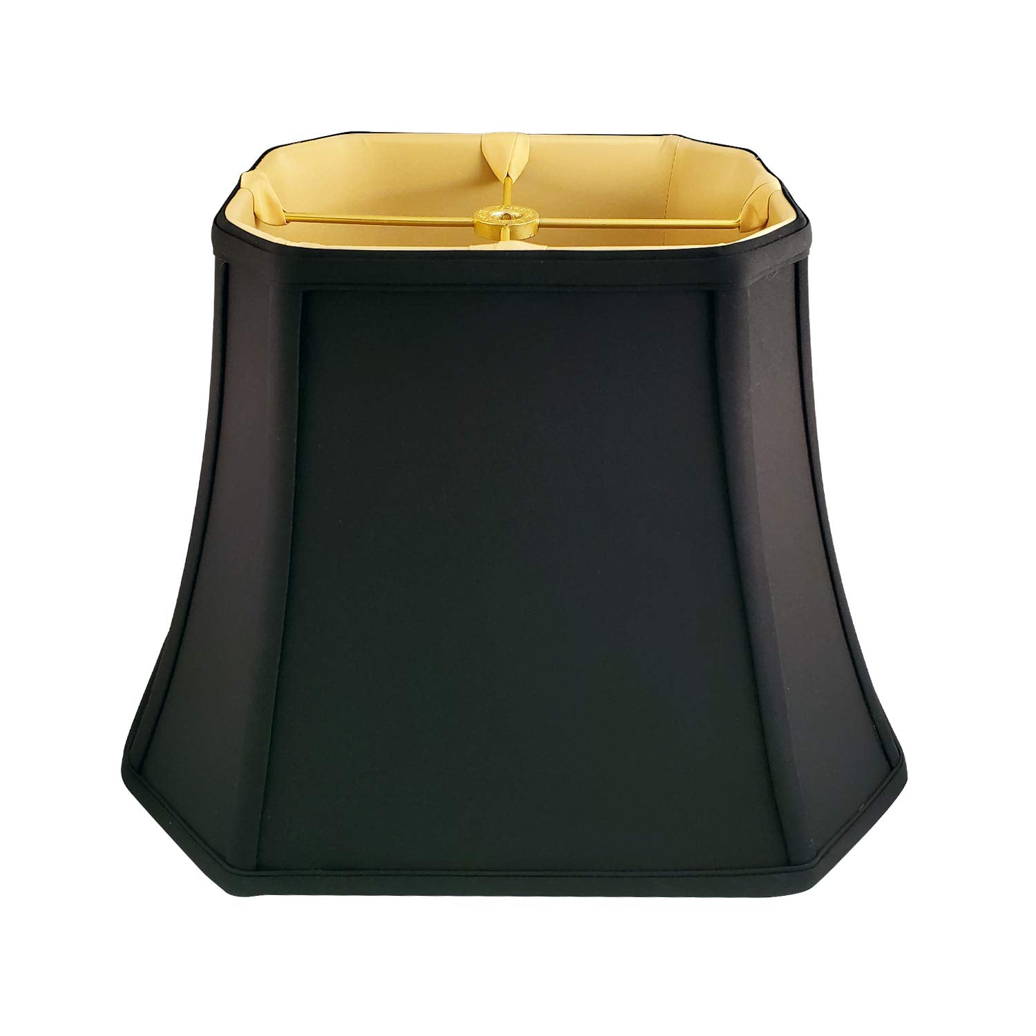 Royal Designs, Inc. Rectangle Cut Corner Lamp Shade, Faux Silk, 9x16x12.25, Black with Gold, Model BSO-710-16BLK/GL