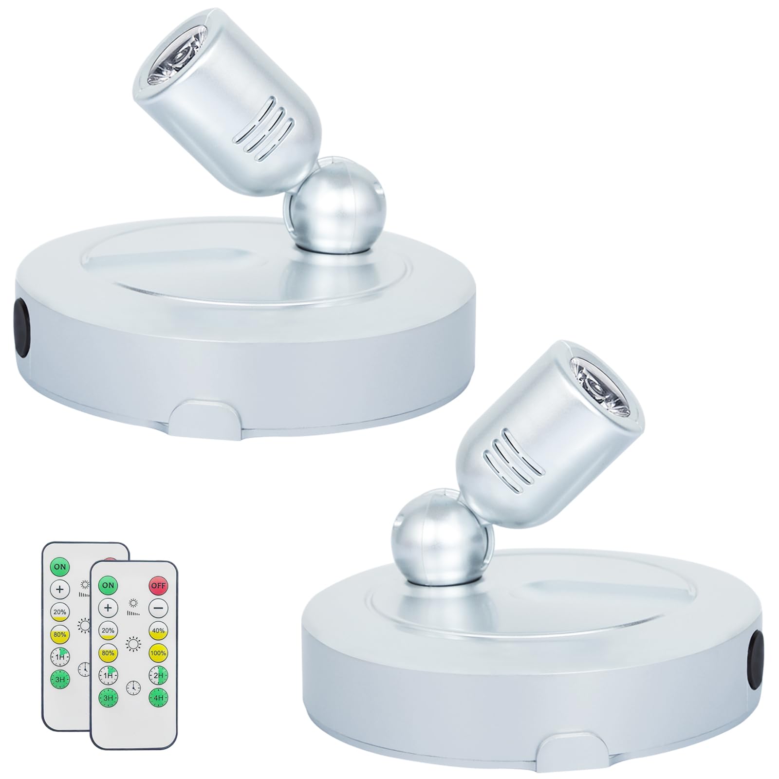 HAMVIDNE Indoor LED Spotlight, Battery Operated Spotlights with Remote, Picture Lights for Wall, Plant Tree Up Light with Timer,