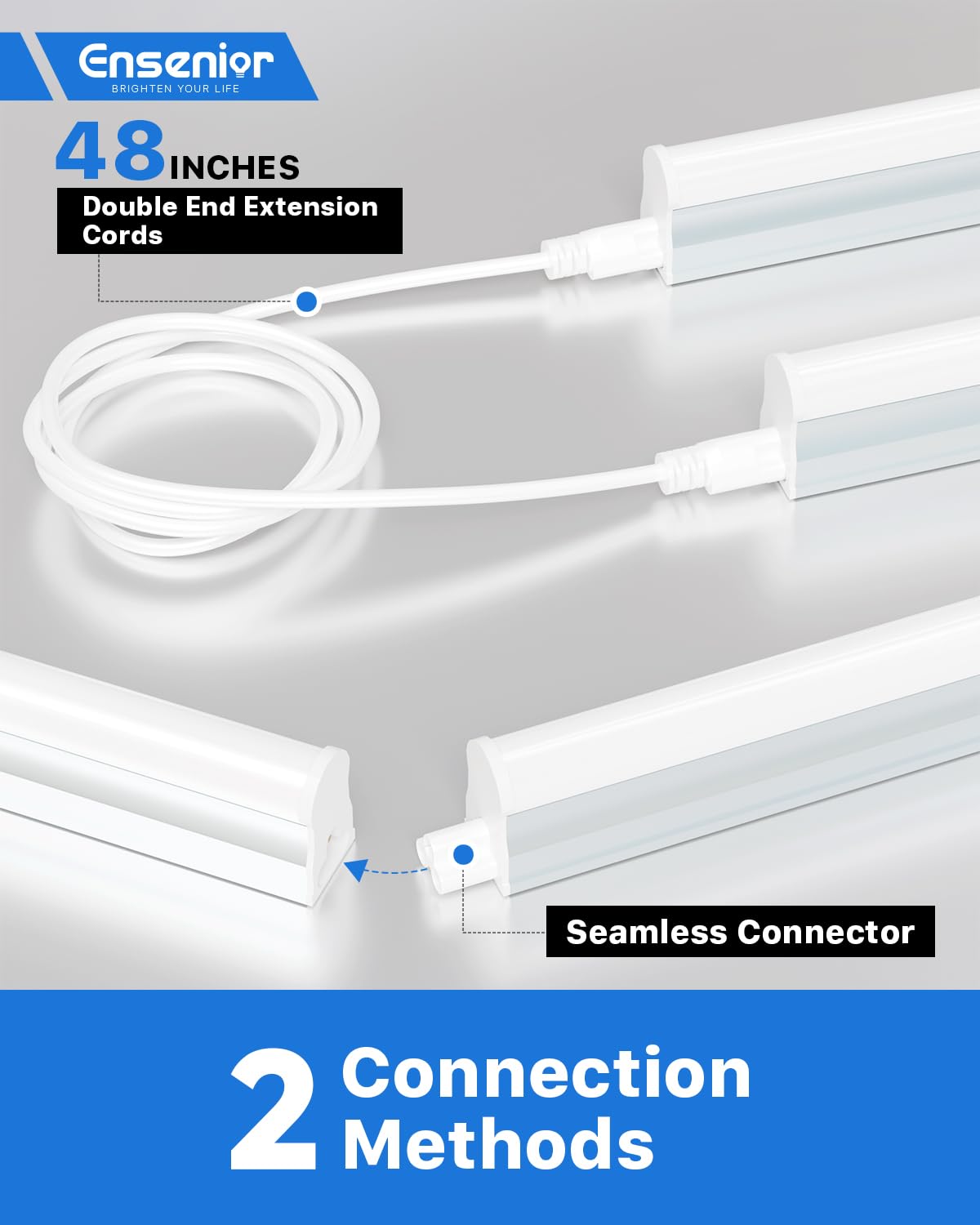 Ensenior 8-Pack T5 Led Shop Lights, 4Ft 2000Lm 6500K Super Bright White Integrated Single Fixture, 20W Linkable Utility Commerci