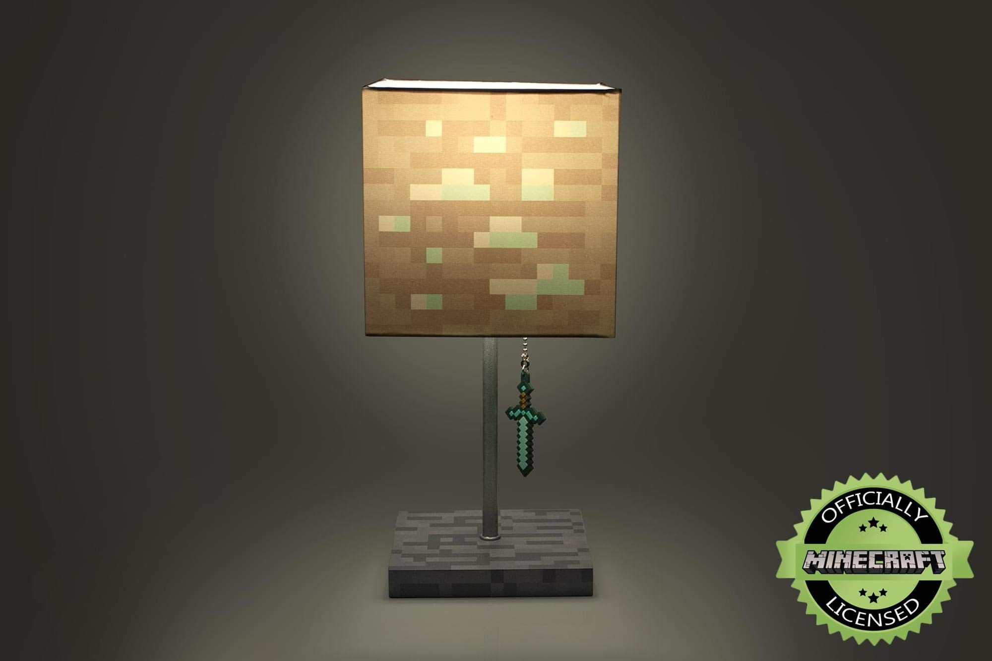 Minecraft Diamond Ore Block Led Lamp W/ 3D Diamond Sword Puller | 14-Inch Lamp