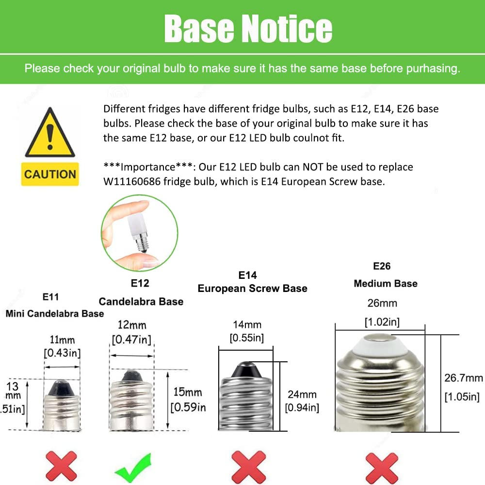 Makergroup E12 Led Light Bulbs For Dryer Refrigerator Water Dispenser Night Light Bulb C7 Candelabra Base Bulbs 120V 2W Cool Whi