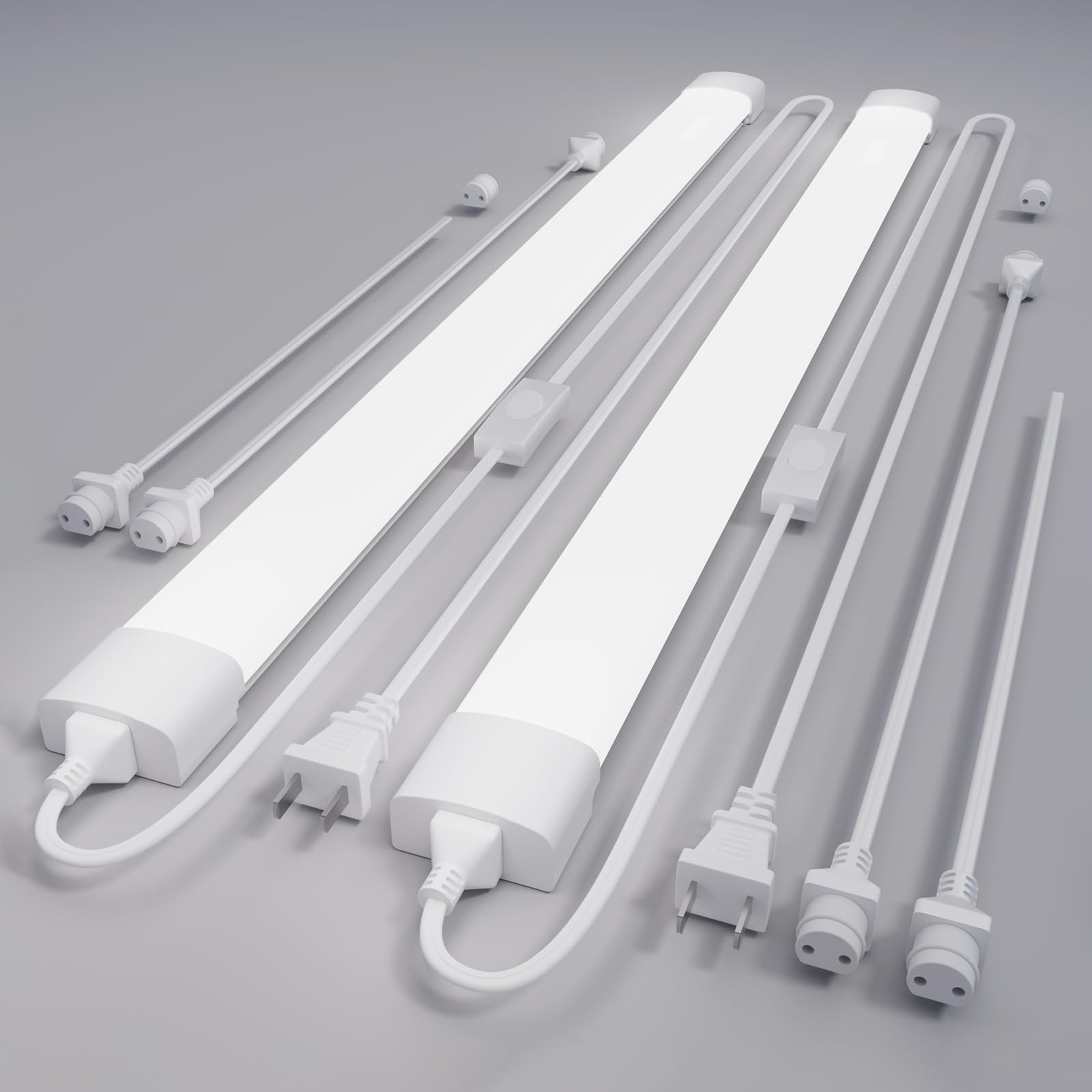Modlicht Led Shop Light Fixtures 2Ft, 2Pcs Linkable 18W Led Tube Lights With Plug, 5000K Ceiling/Closet Light For Laundry Kitchen, 2500 Lm Super-Bright Plug In Utility Light With No/Off Switch