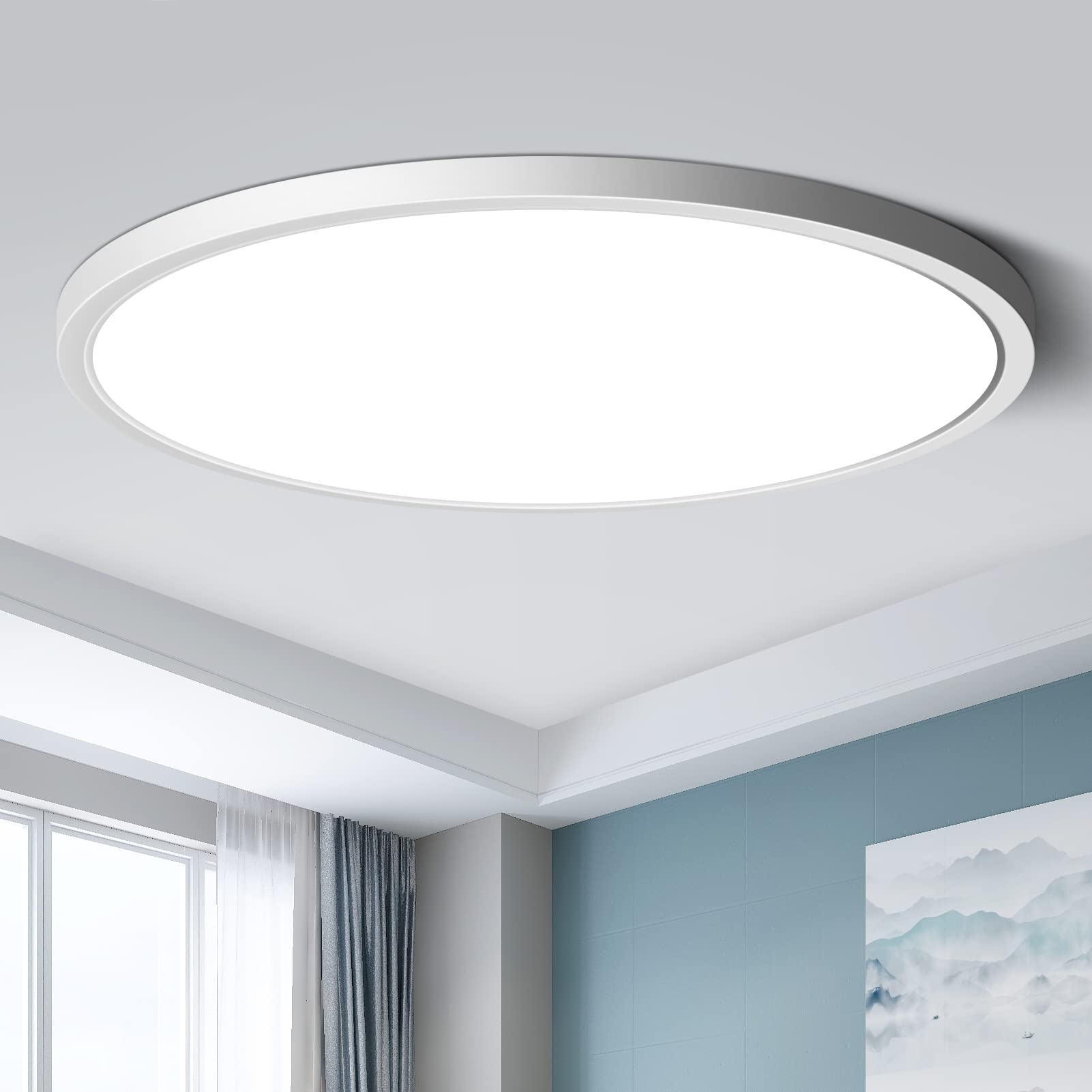 LEDLightsWorld 12 Inch LED Flush Mount Ceiling Light Fixture, 5000K Daylight White, 24W, Slim Modern Design