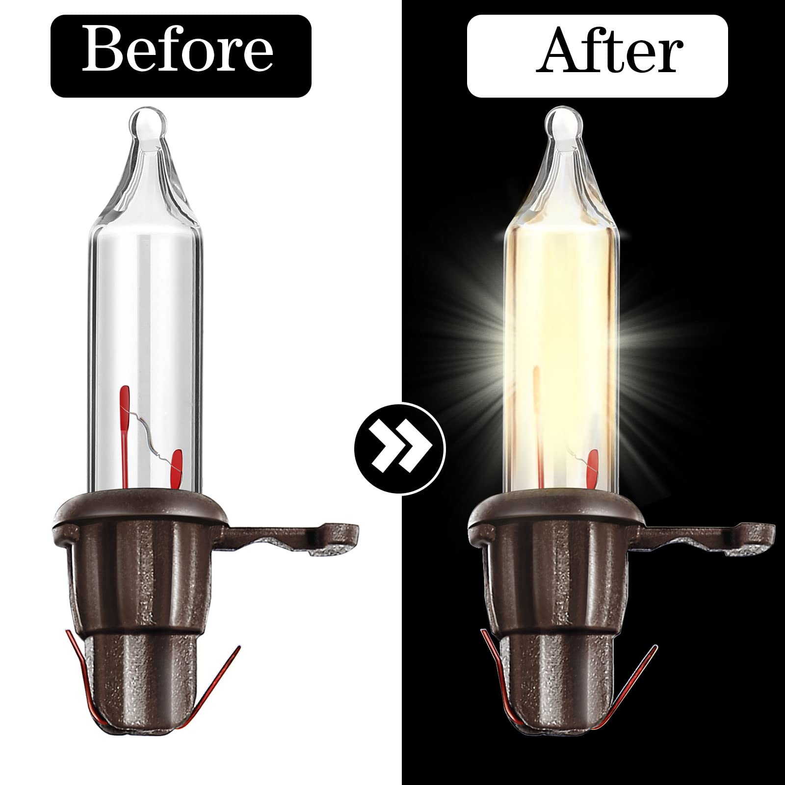 60 Count 2.5V Christmas 50/100/150/200 Count Mini Incandescent Wire String Lights Replacement Bulbs Indoor/Outdoor Christmas Lights Decorations For Home Xmas Tree (Brown Base With Warm White Bulb)