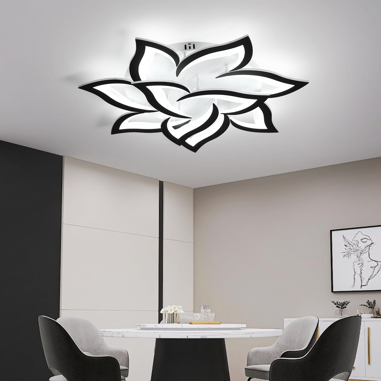 Jaymp 31.5'' Flower Shaped Ceiling Light Dimmable Modern Ceiling Lamp Remote Control Led Lighting Fixture For Living Room Bedroo