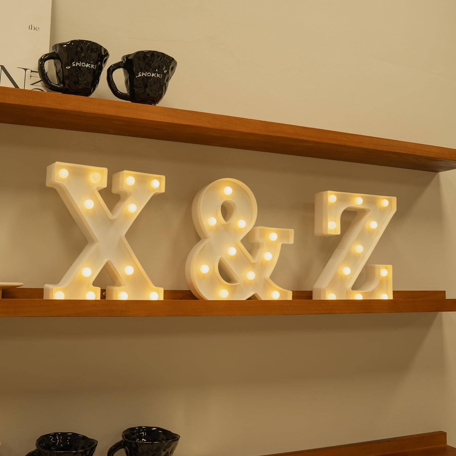 Foaky Rechargeable LED Letter Lights Sign, Warm Plastic, Model Recharge-ABS, Size X, Marquee Night Light for Parties and Home Decor