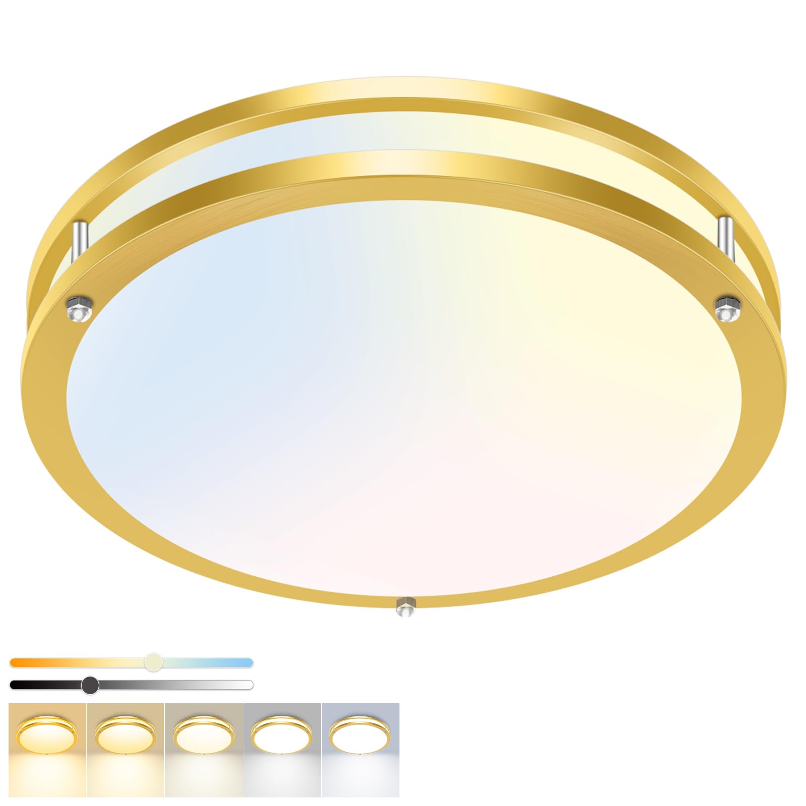 hepside 1 Pack Flush Mount Ceiling Light Fixture  Dimmable & 5CCT Ceiling Light Black  13inch 24W 3000K 3500K 4000K 5000K 6500K Adjustable Ceiling Lamps for Kitchen Bathroom Bedroom Hallway