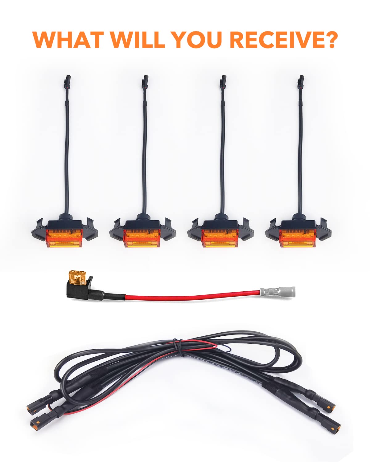 Oxilam Led Grille Lights 4 Pcs With Fuse Adaptor For Tacoma Trd Pro 2016-2023 Oem Front Grille, Amber Shell With Amber Light, (A