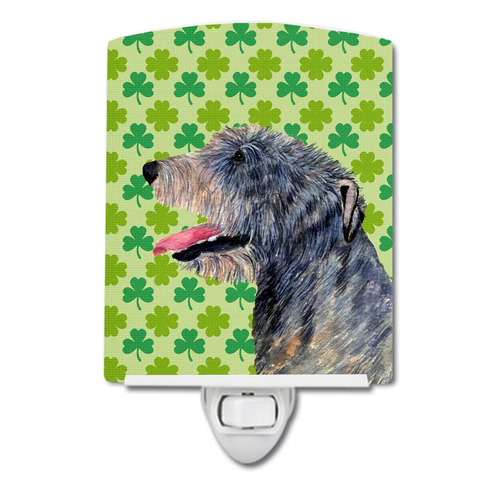 Carolines Treasures Ceramic Night Light, Irish Wolfhound Shamrock, 6x4x3in, Multicolor, Model SS4437CNL