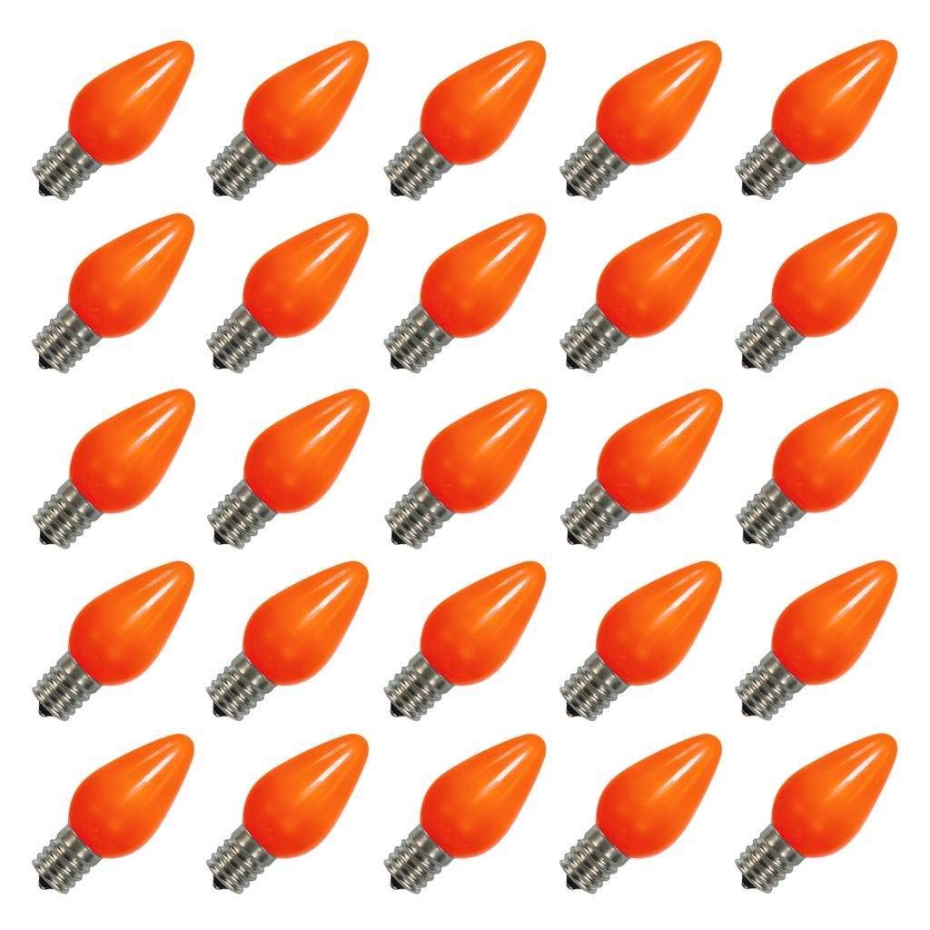 Vickerman C7 Ceramic LED Bulb, Orange, 130V, 0.96W, 3 Diodes, Model XLEDSC78-25, 25 Bulbs per