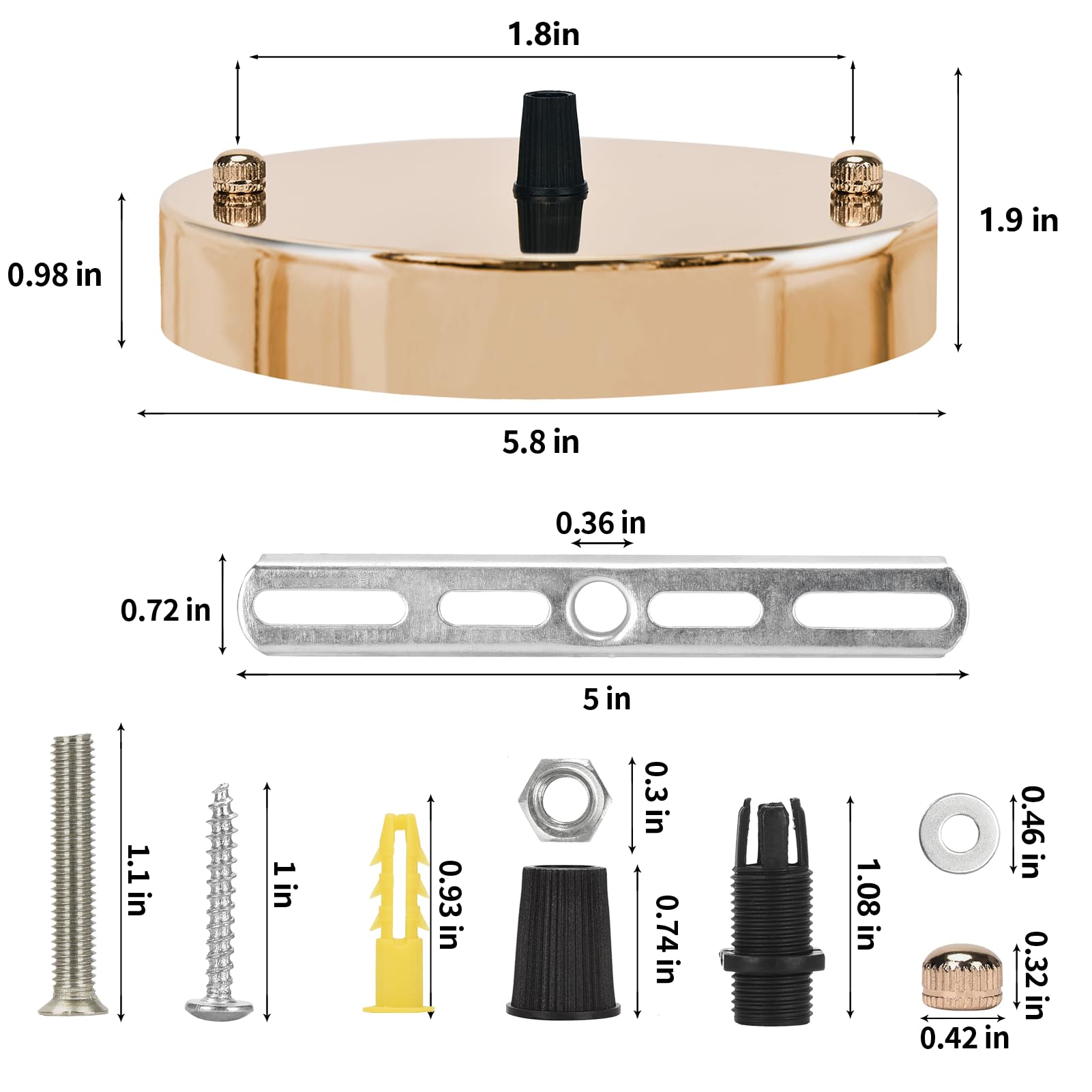 Sangle Sopffy Pendant Light Canopy Kit  5.8 Inches Ceiling Lighting Canopy Kit With All Mounting Hardware Modern Chandelier Ceiling Plate Cover For Pendant Lighting Fixtures (French Gold  5.8 Inch)