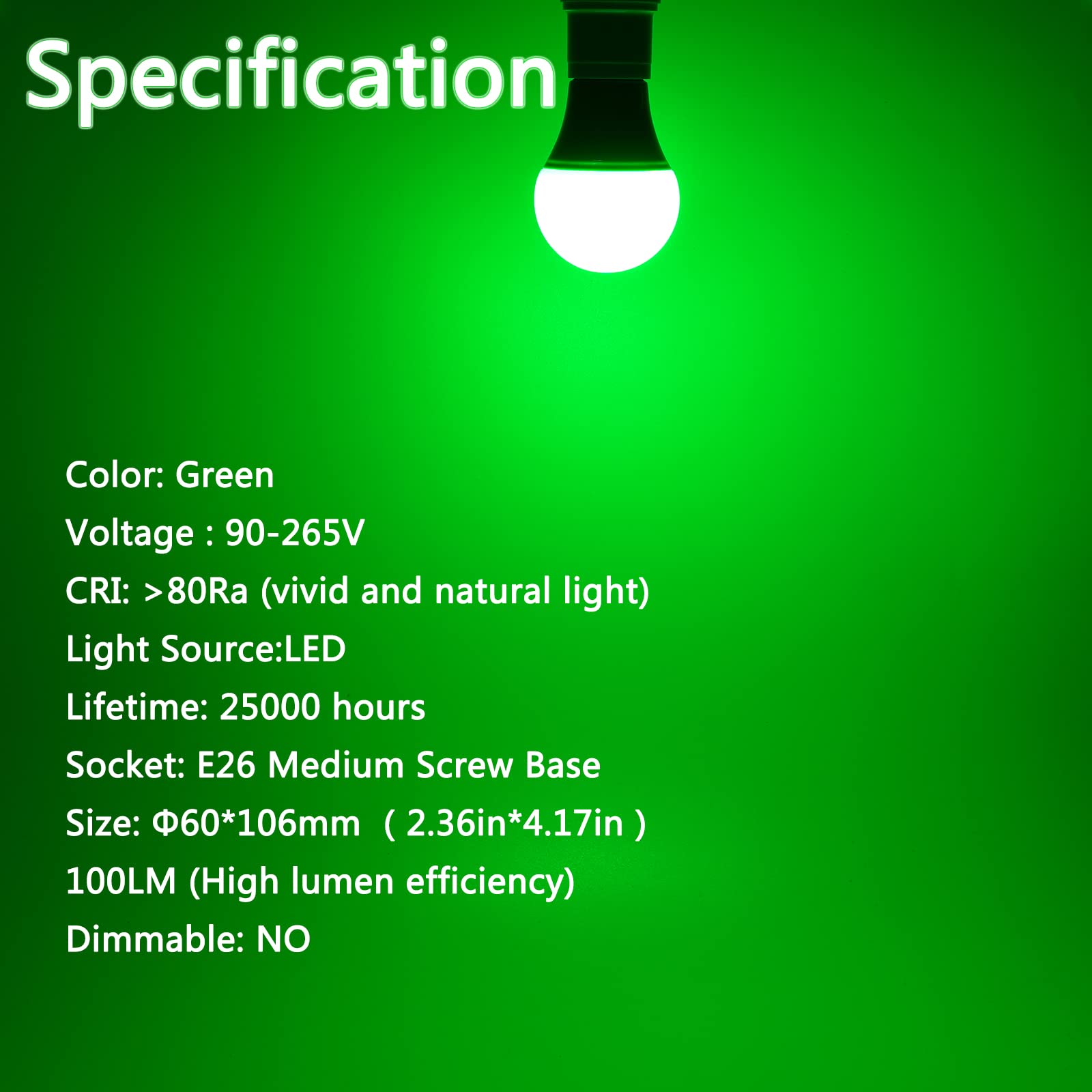 4 Pack Led Green Light Bulbs - A19 9Watts With E26 Base 60W Equivalent Led Green Bulb For Wedding Halloween Christmas Party Bar Decor, Porch, Home/Holiday Lighting, Decorative Illumination Green Bulb