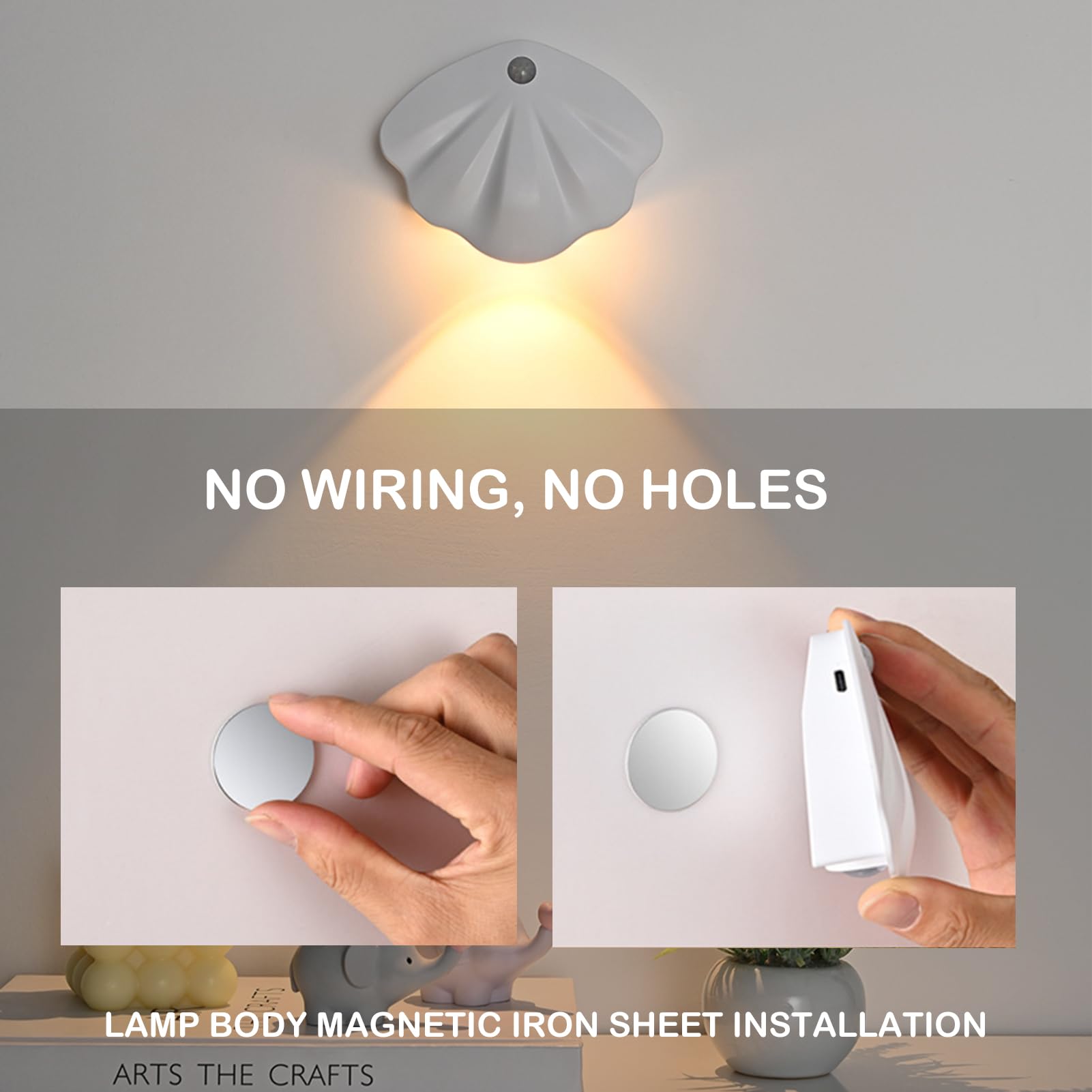 Yuewilai Battery Operated Wall Sconces Set Of Two, Led Picture Lights For Wall With Motion Detection, Rechargeable & Magnetic Wi
