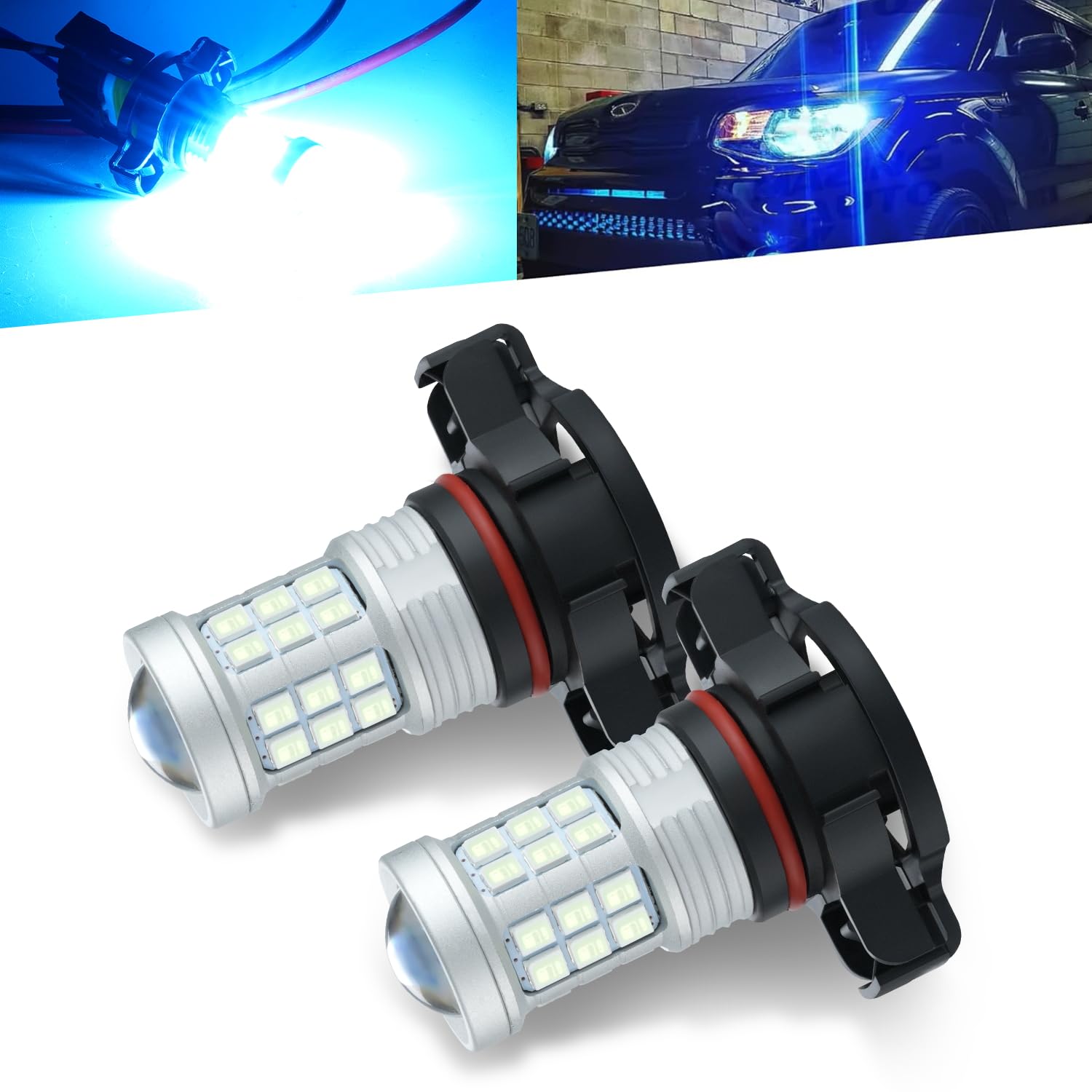KISLED LED Fog Light Bulbs 3000lm High Power 2835 Chips 2504 Ice Blue
