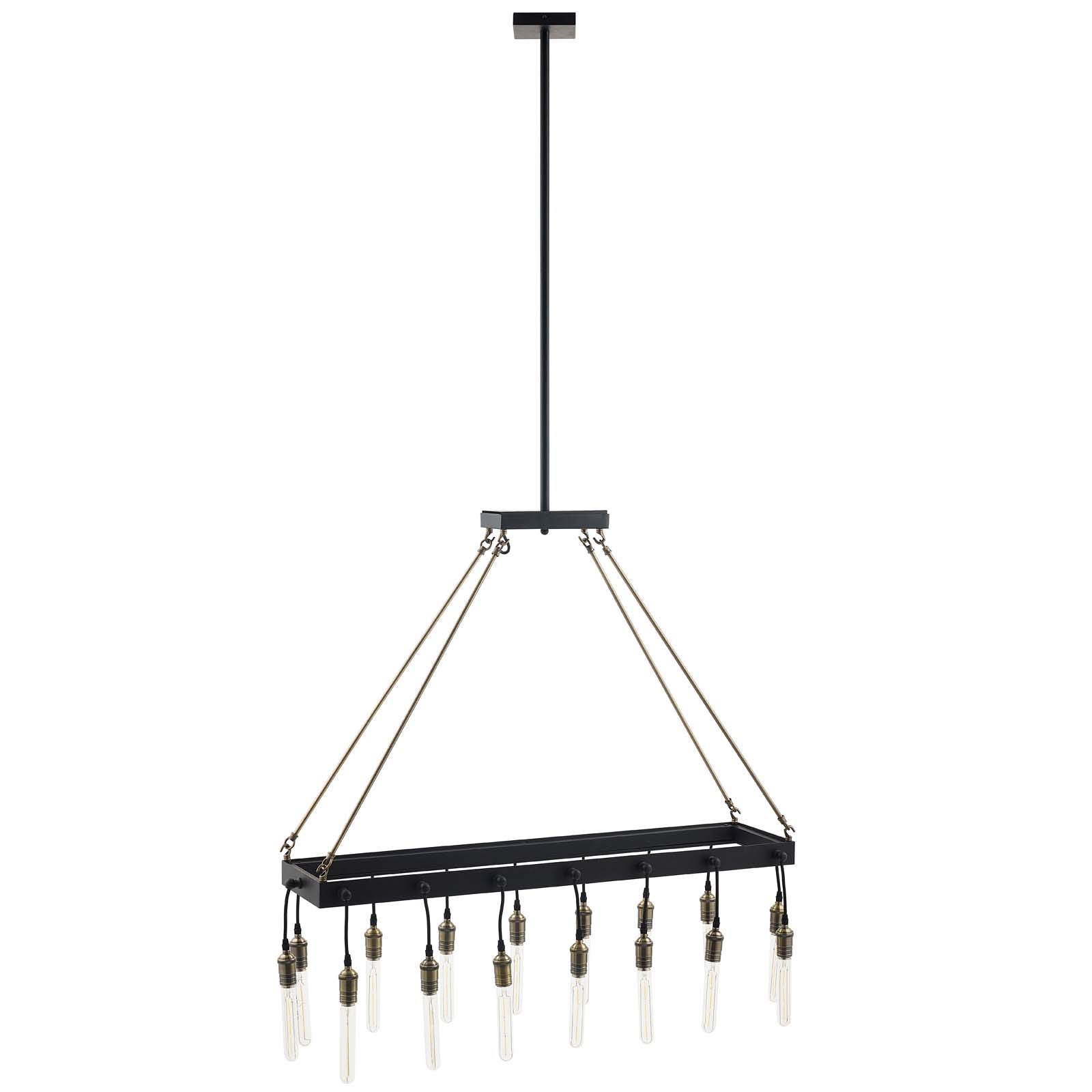 Modway Modern Farmhouse 16-Light Chandelier, Metal, 12inL x 77inH, Black, Model EEI-3275