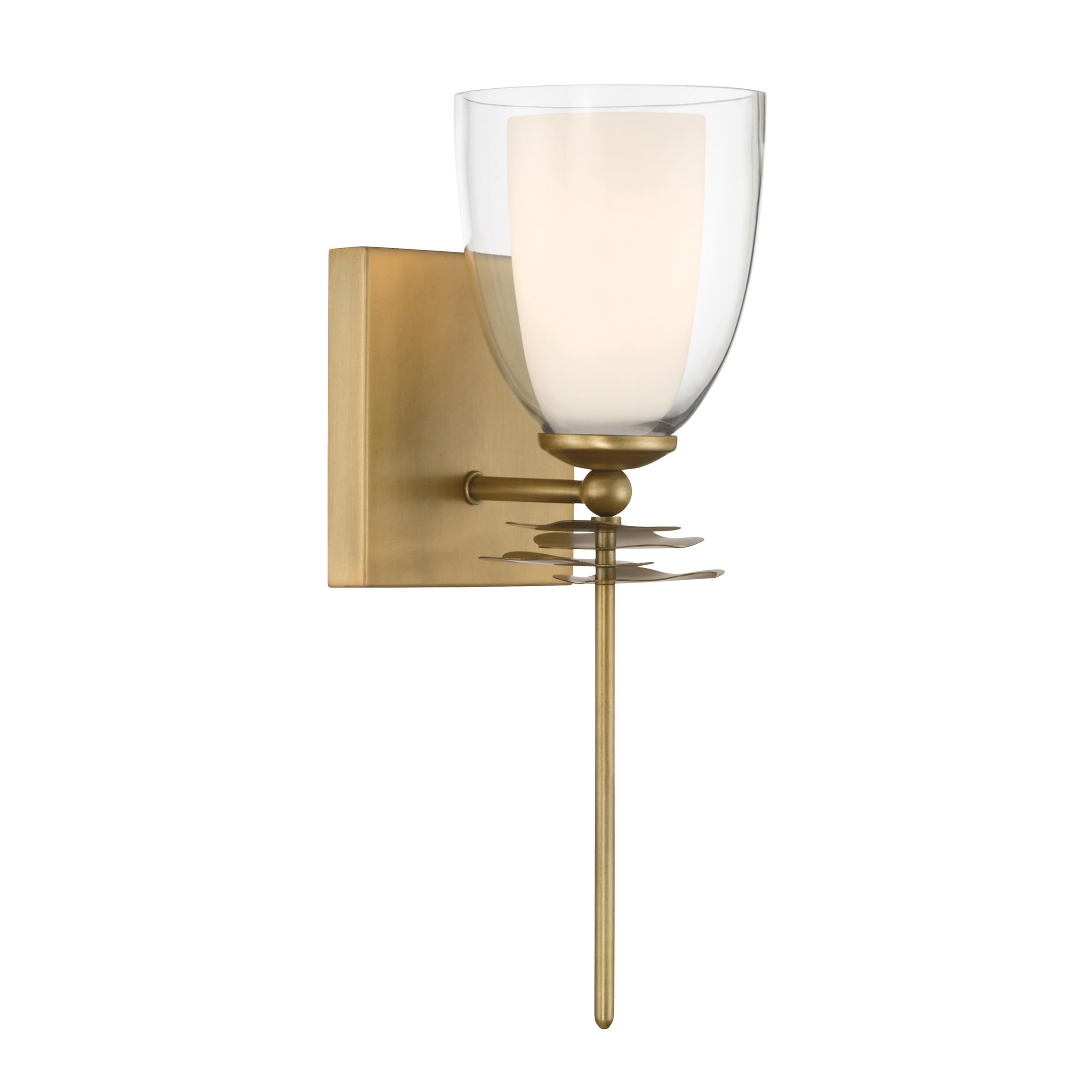 Minka-Lavery Elowen 14.25 High 1-Light Wall Sconce - Legacy Brass with Clear and Opal White Glass (Bulb Not Included)