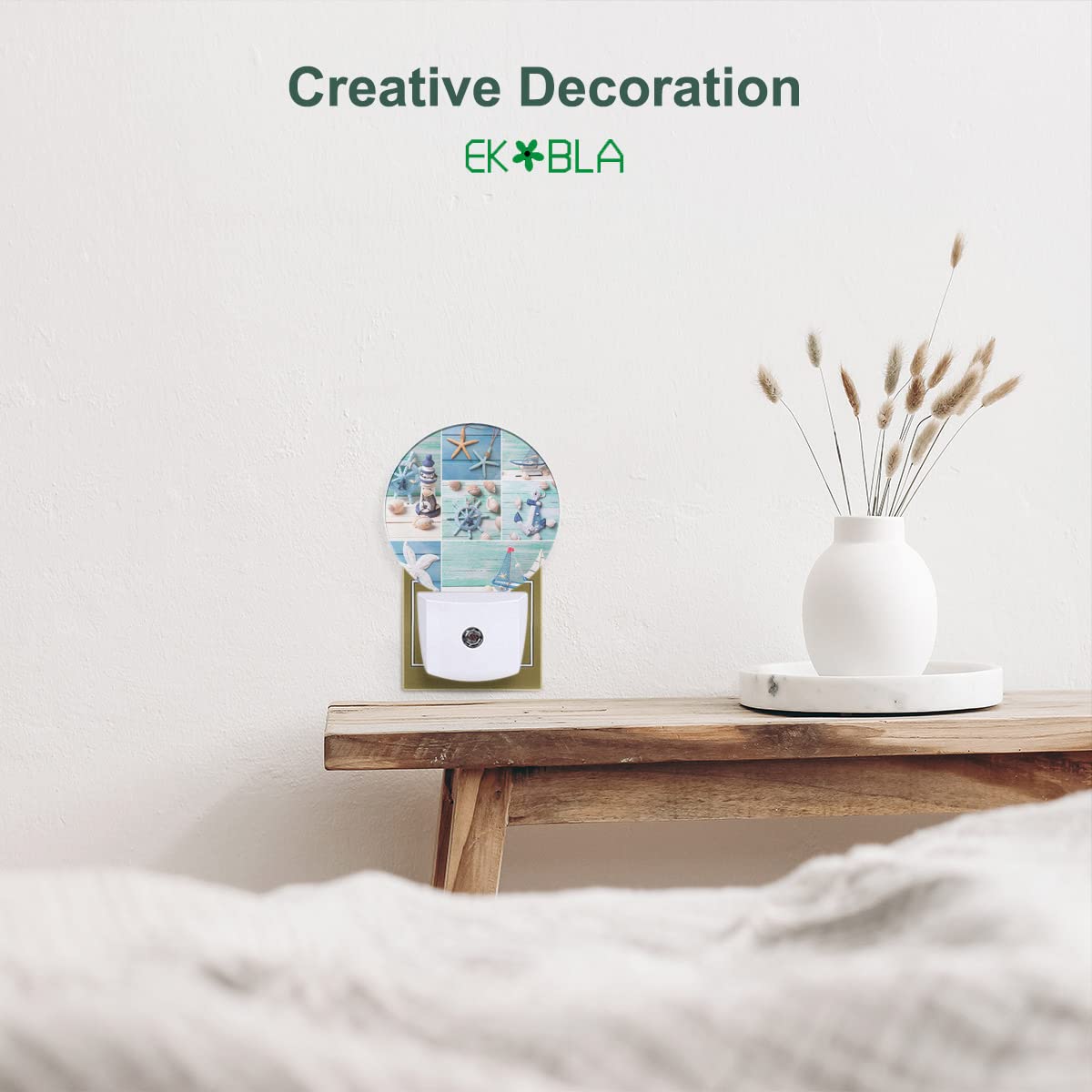 Ekobla Starfish And Sea Shell Led Night Light Beach Ocean Sea Dusk To Dawn Night Lamp Auto Sensor For Home Indoor Bathroom Hallw