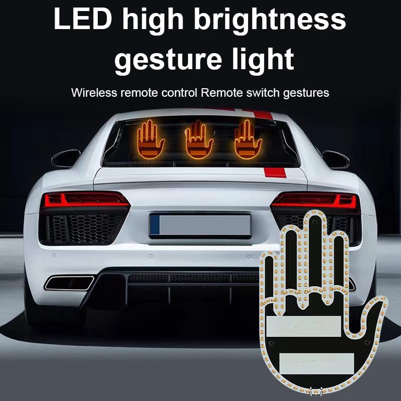 Jackehla Gesture Light Wacky Warning LED Finger Lights for Car Rear Luggage Compartment Funny Multi-Functional Warning Reminder