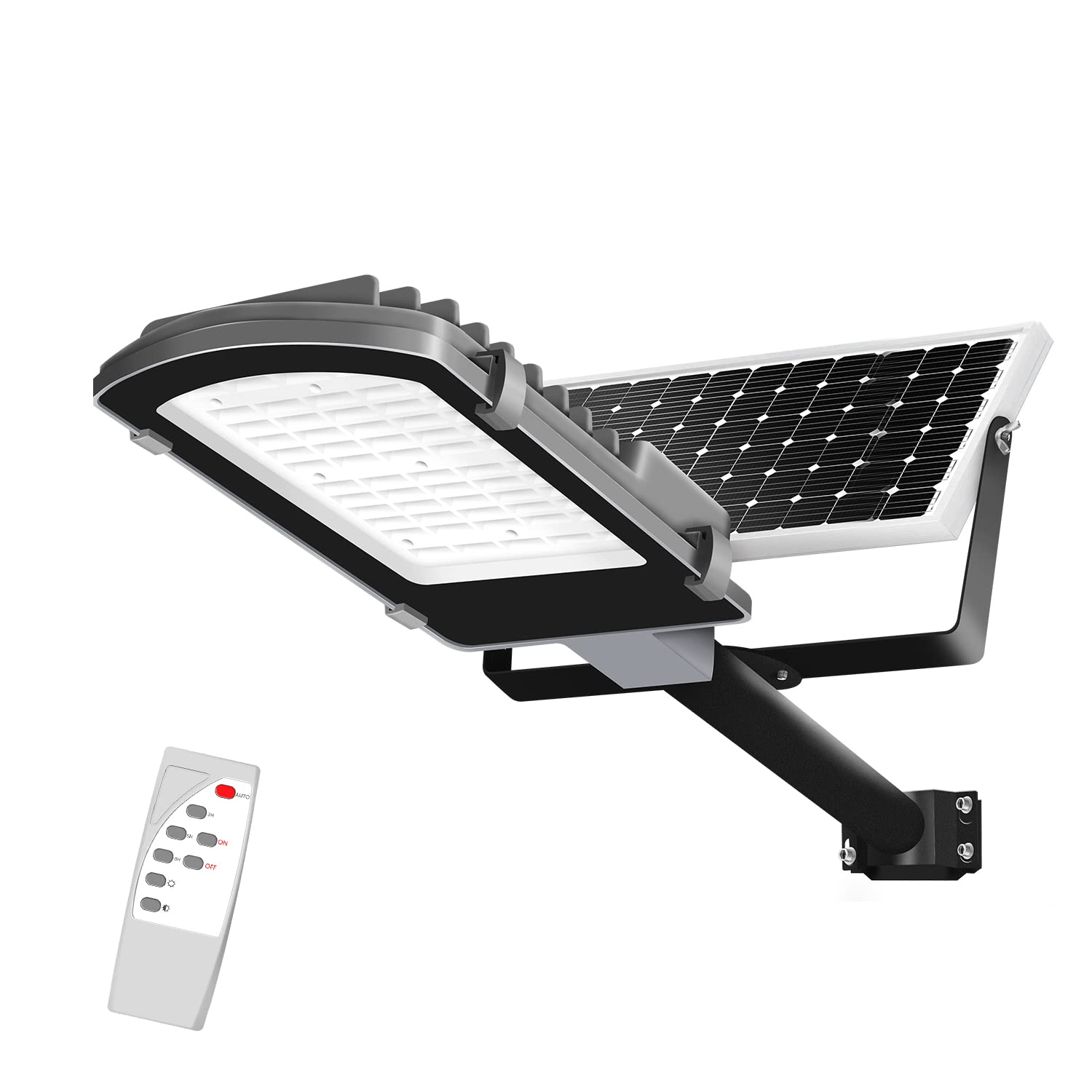 Gebosun LED Solar Flood Light, 200W, IP65 Waterproof, Dusk to Dawn, 6000K, Gray, Model BS-GMX for Yard, Garden, Warehouse, Pathway