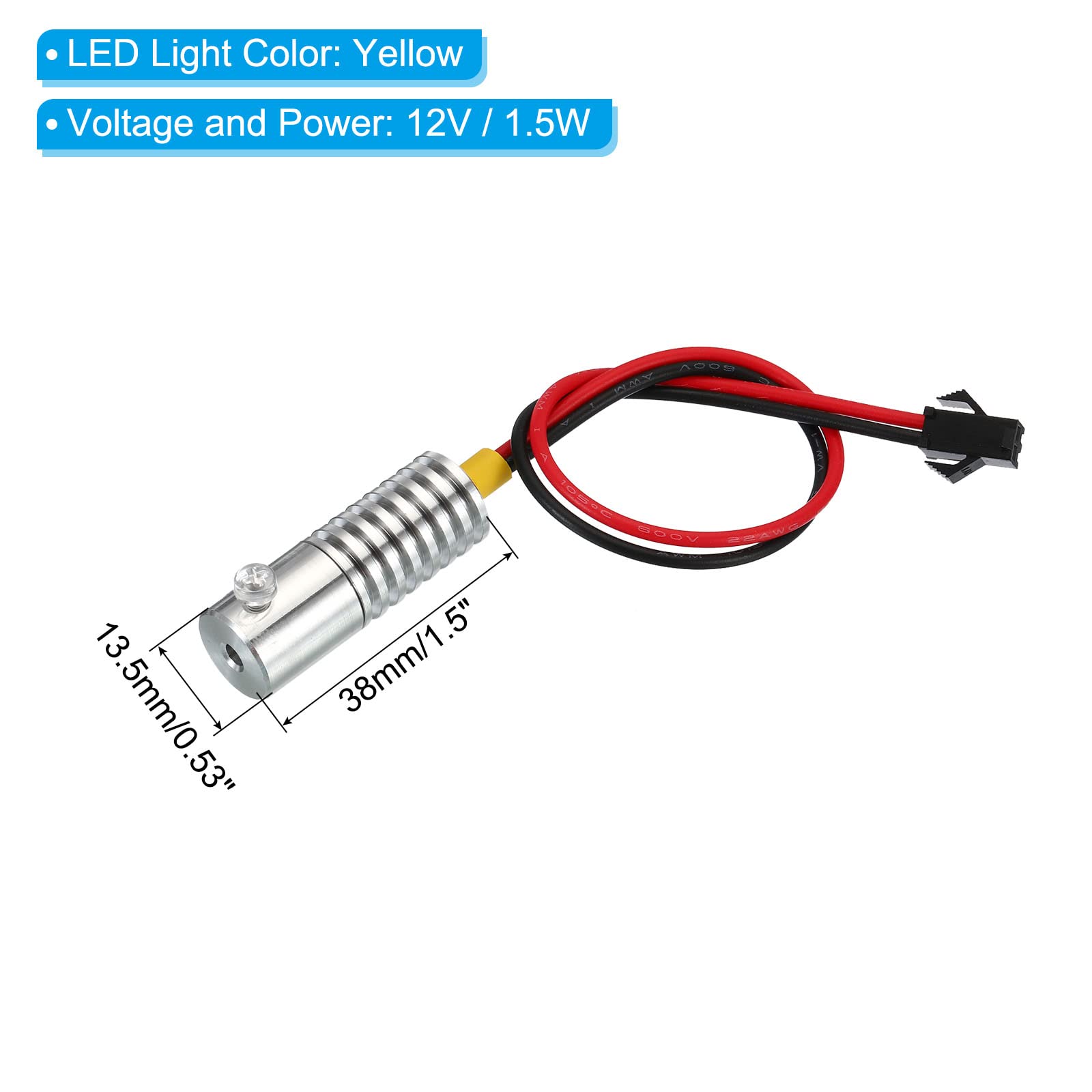 PATIKIL PMMA Side Glow Fiber Optic Cable Kit with LED Aluminum Illuminator, 3mm, 1m, Yellow