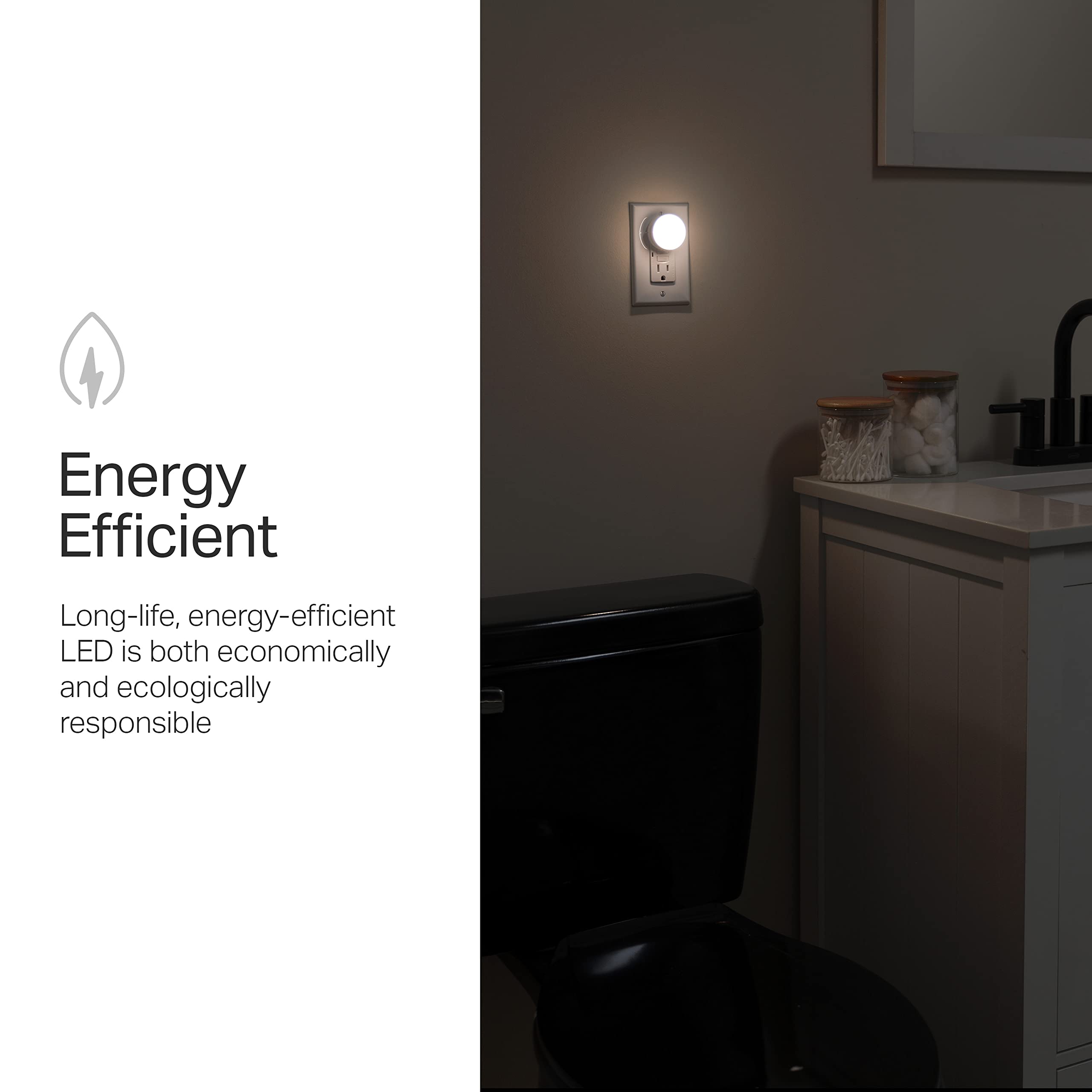 Lights By Night Mini LED Night Light, Plug-In, Dusk to Dawn Sensor, Warm White, 6 Pack, UL-Certified for Bedroom, Bathroom, Kitchen