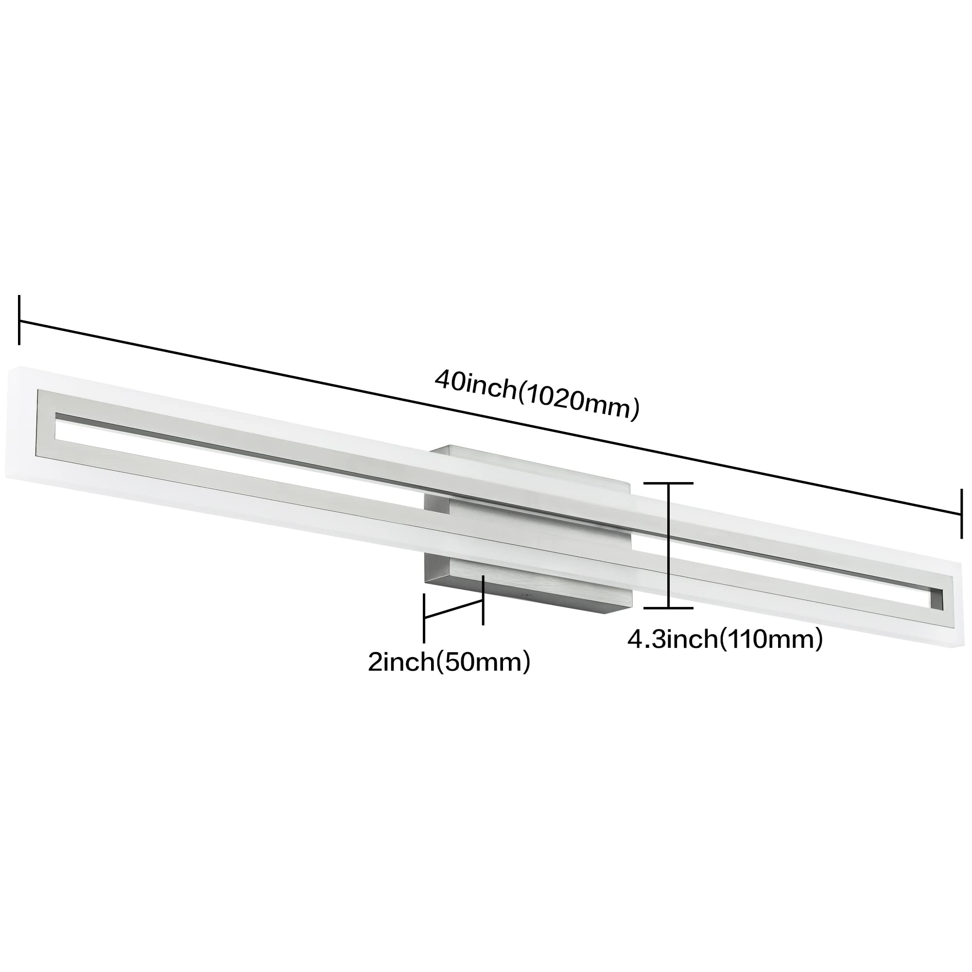 SOLFART Vanity Light Fixture Brushed Nickel LED 40 Inch 5 Color Adjustable S8300 Model