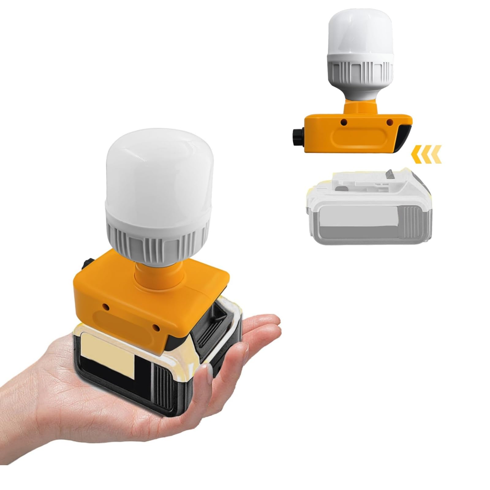 Cordless LED Work Light for Dewalt with E27 LED Bulb, 12W 1300LM Super Bright LED Lamp Emergency Light for Dewalt 20V Battery fo