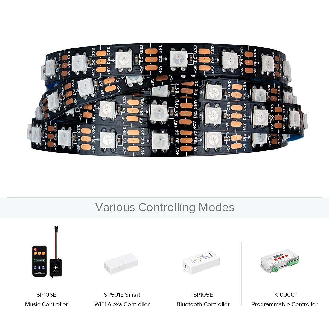 Sezo Ws2812B Led Strip Light 3.3Ft, 144 Rgb Leds, Ip30 Non-Waterproof, Flexible