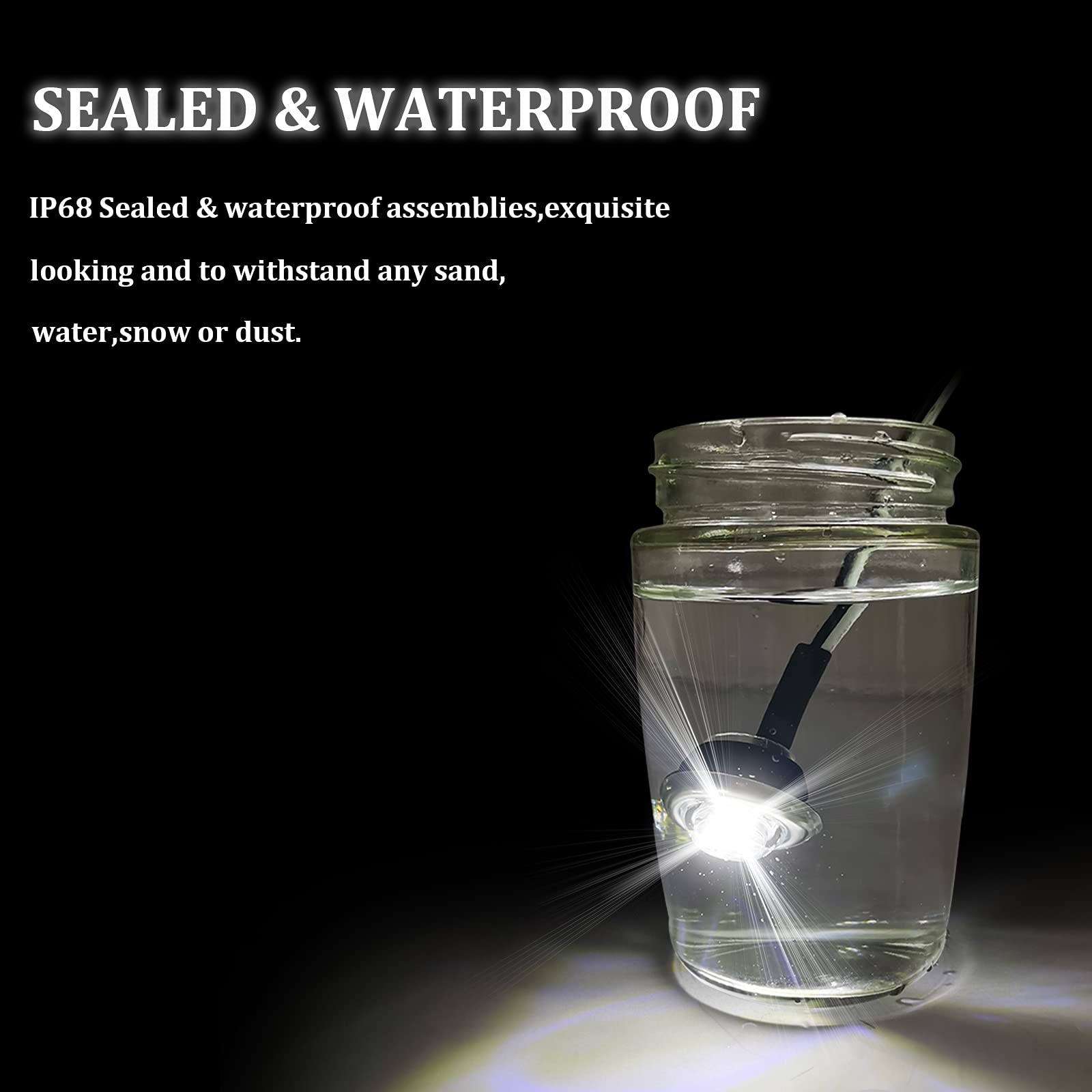 PSEQT 3 LED Round Boat Interior Deck Light, Waterproof, 1in  x 1in  x 0.83in , White, Model PSEQTXA003W, 10Pcs
