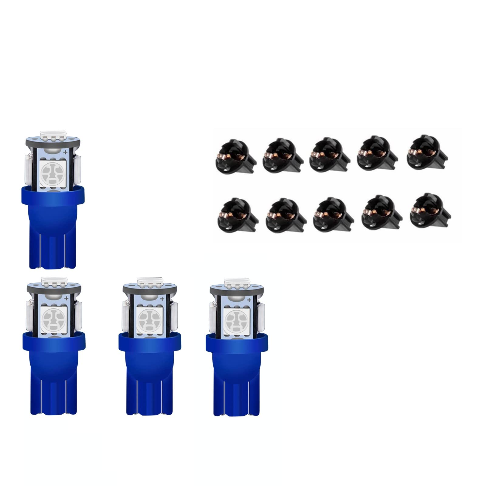 CUSMME 10Pack T10 LED Light Bulbs, Bright Blue, Compatible with 194 168 Instrument Panel Gauge Cluster Automotive Lighting