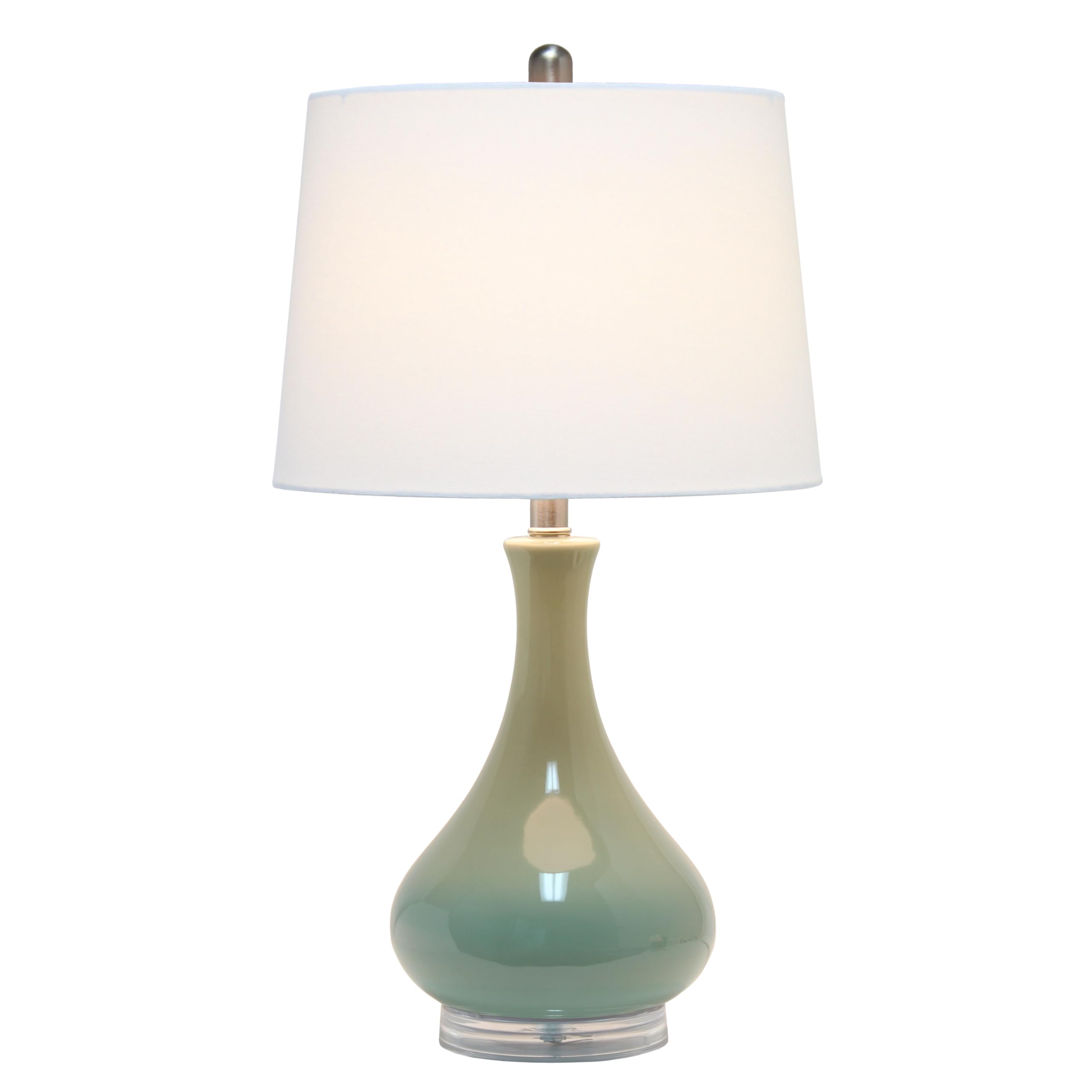 Elegant Designs LT3312-SGE Ceramic Tear Drop Table Lamp, 26.25in, Sage Green, White Fabric Shade for Living Room, Bedroom, Nursery