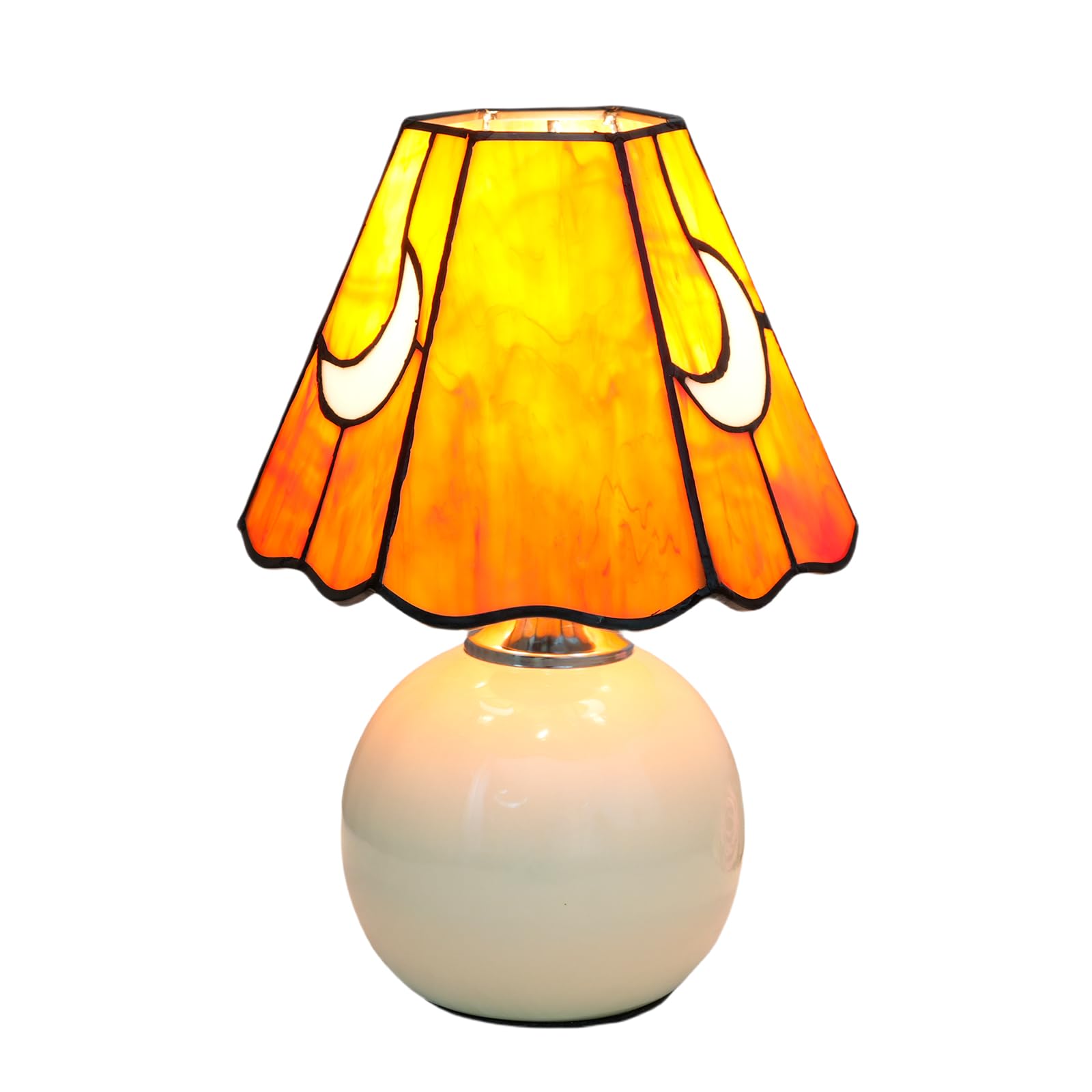 KIPHEPI Mushroom Lamp Bedside Table Lamp-Nightstand,Stained Glass Lamp for Bedroom, Living Room, Cafe, Bulb Included, Home Decor for Girls Women Birthday Christmas Thanksgiving Day, Orange