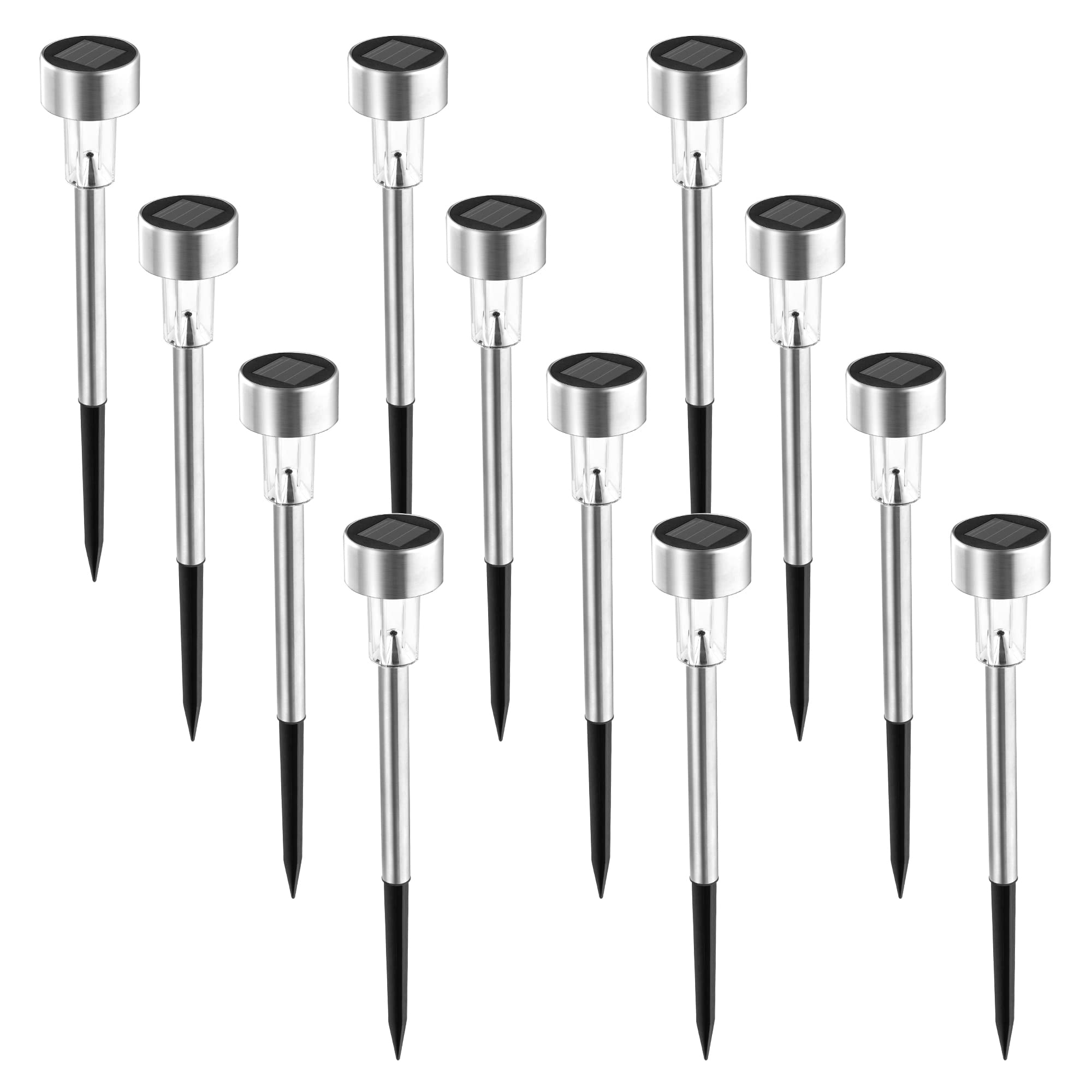 SOLPEX Solar Outdoor Lights, 12 Pack, Waterproof LED Pathway Lighting, Warm White, Model 6981