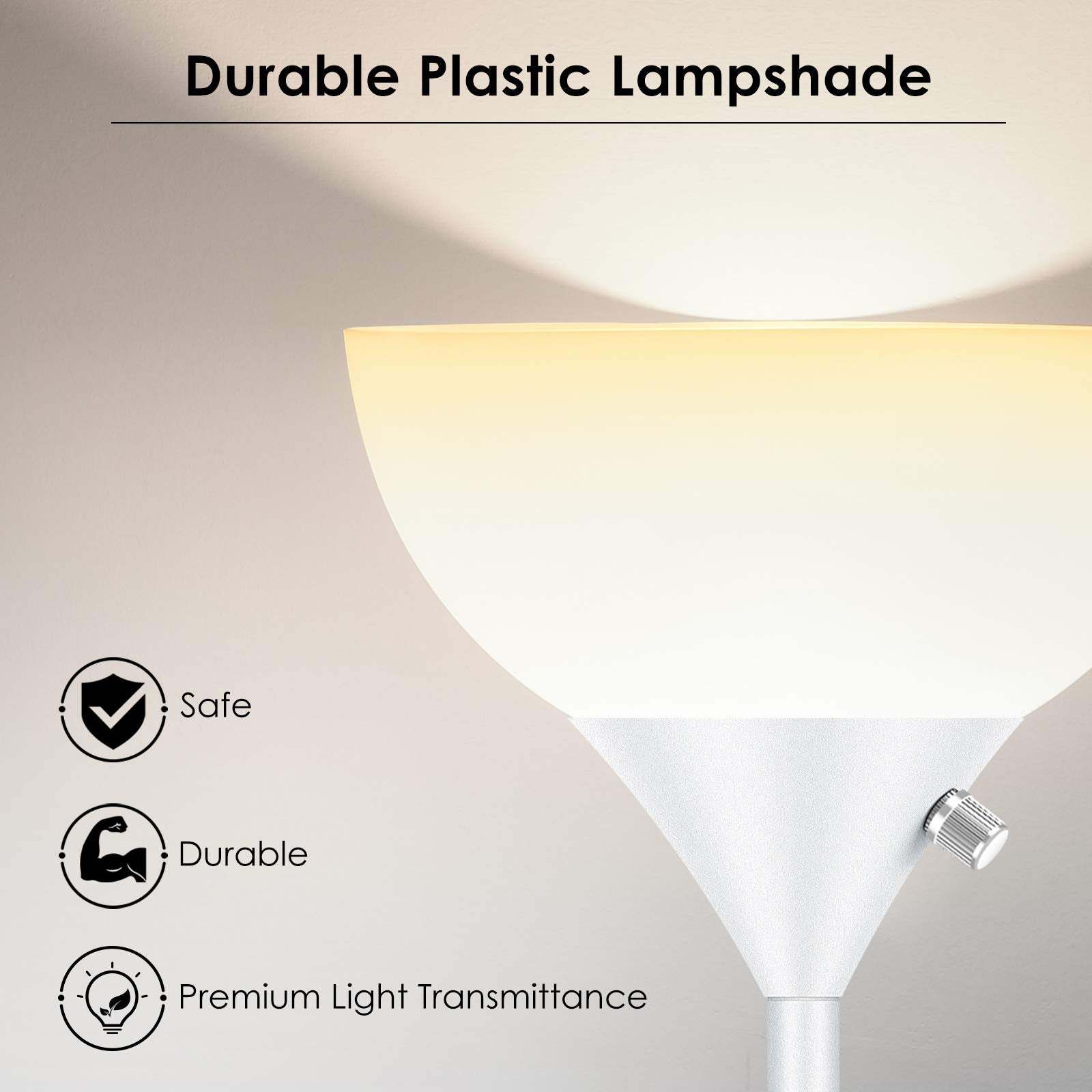 BoostArea Floor Lamp, 9W LED, Metal, Small, White, Model HD002WGB, Energy Saving, 50,000hrs Lifespan, Eye-Caring, 3000