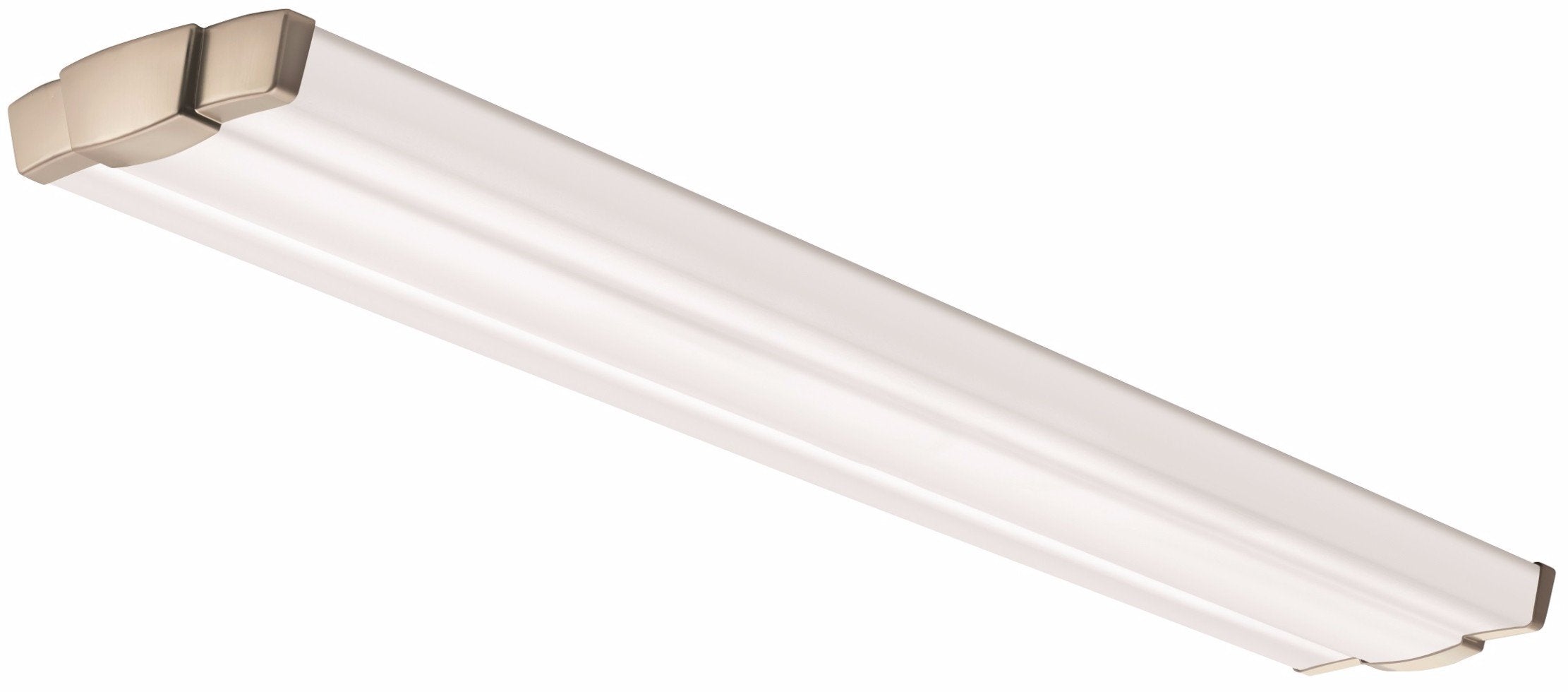 Lithonia Lighting Brushed Nickel 4-Ft LED Flush Mount Light for Kitchen | Attic | Basement | Home, 3000K, 36W, 3100 Lumens