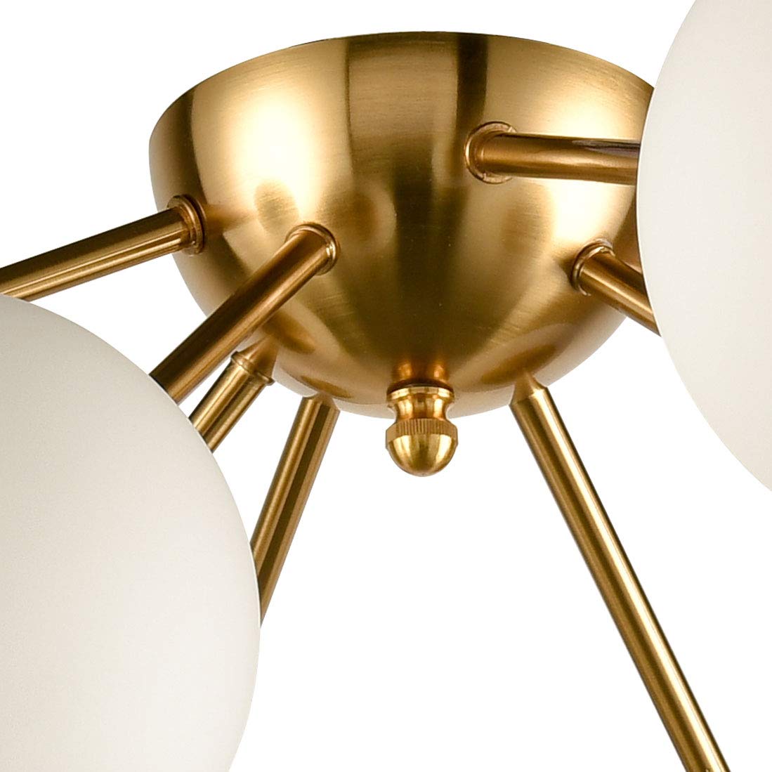 HOLKIRT 8-Light Globe Semi Flush Mount Ceiling Light, Brass Glass Mid Century Sputnik Chandelier, Model 723576372097