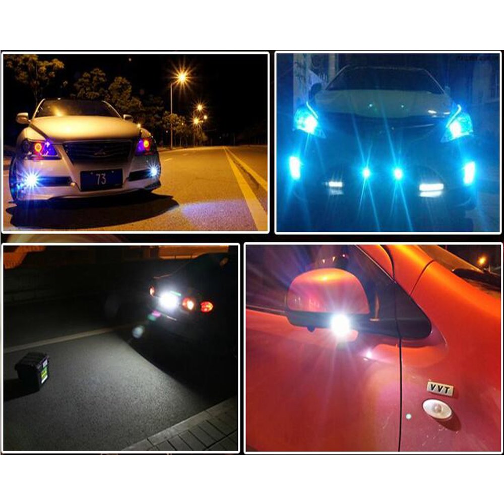 LEADTOPS Eagle Eye LED Car Fog Lights 10Pcs 18mm 12V Yellow Light Black Case