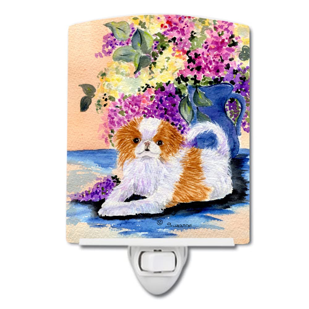 Caroline'S Treasures Ss8300Cnl Japanese Chin Ceramic Night Light Compact, Ul-Certified, Ideal For Bedroom, Bathroom, Nursery, Hallway, Kitchen, 6X4X3, Multicolor