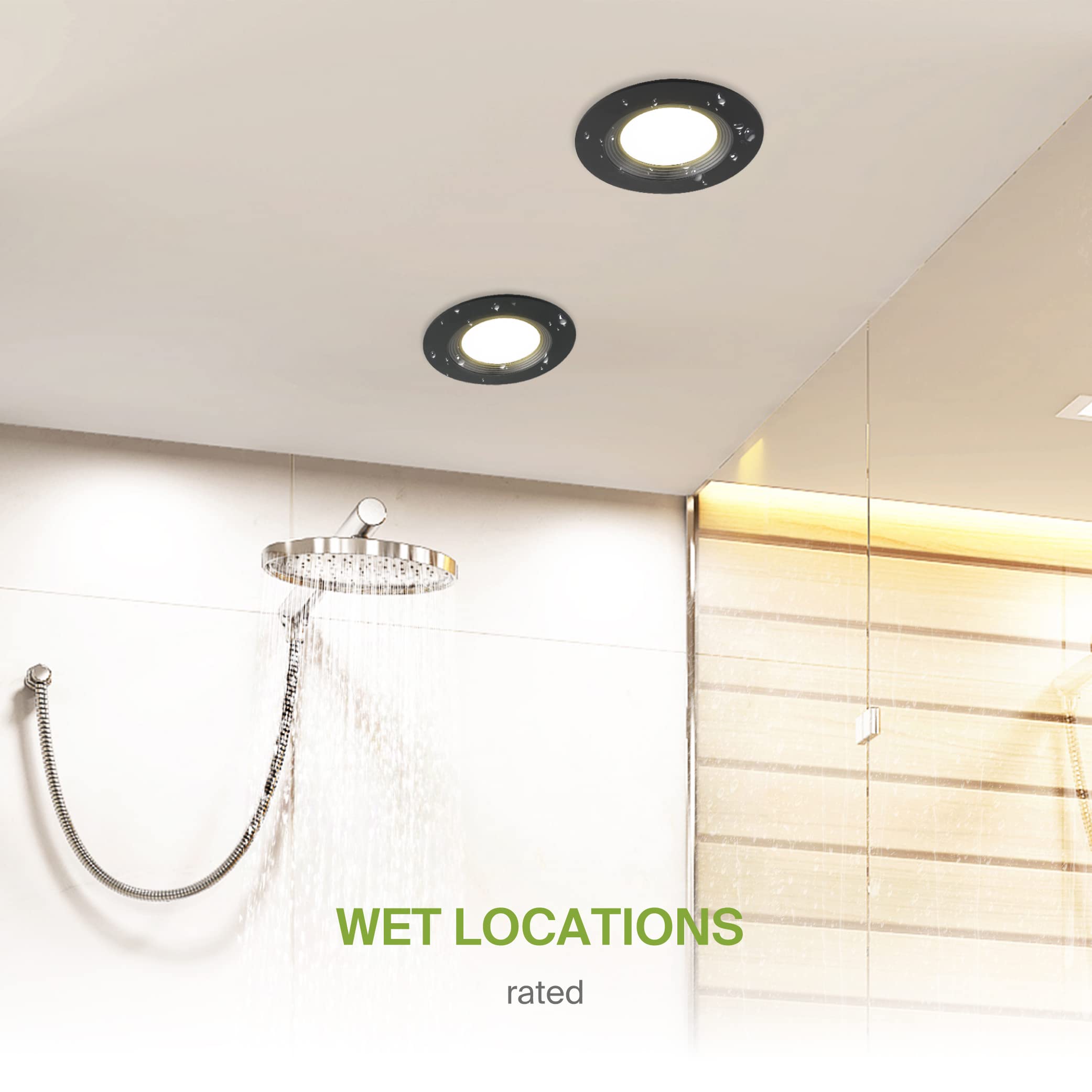 ASD 6 Inch LED Recessed Lighting - 12W, 1009 Lm, Dimmable, Wet Rated, 2700K-5000K Adjustable, Black,