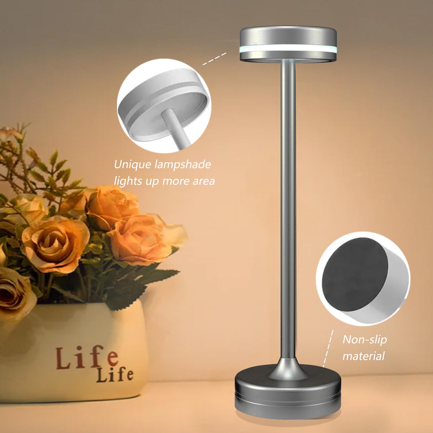 Jkeyes Small Table Lamps Set Of 2 Portable Cordless Rechargeable 5000Mah Battery Powered Table Lamp,3 Color Stepless Lamp To 40