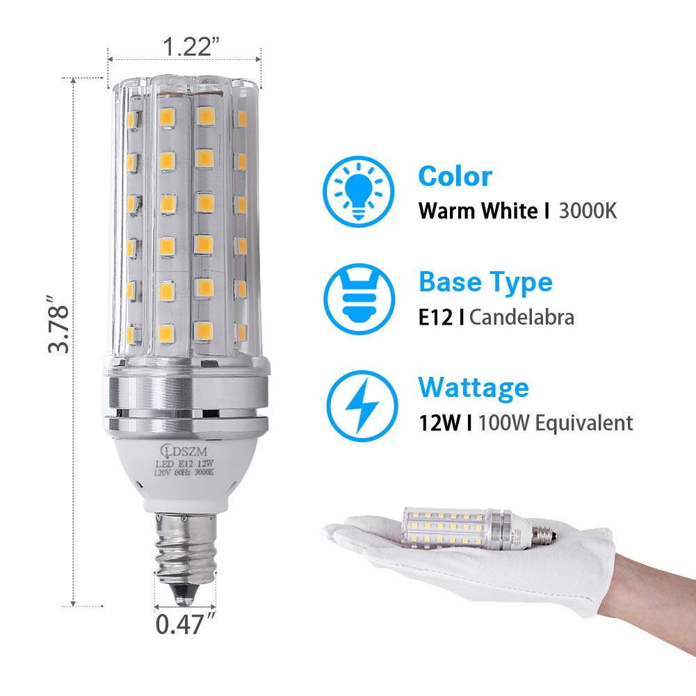 Ldszm E12 Led Bulbs 12W, 100W Equivalent, 1200Lm, Warm White 3000K