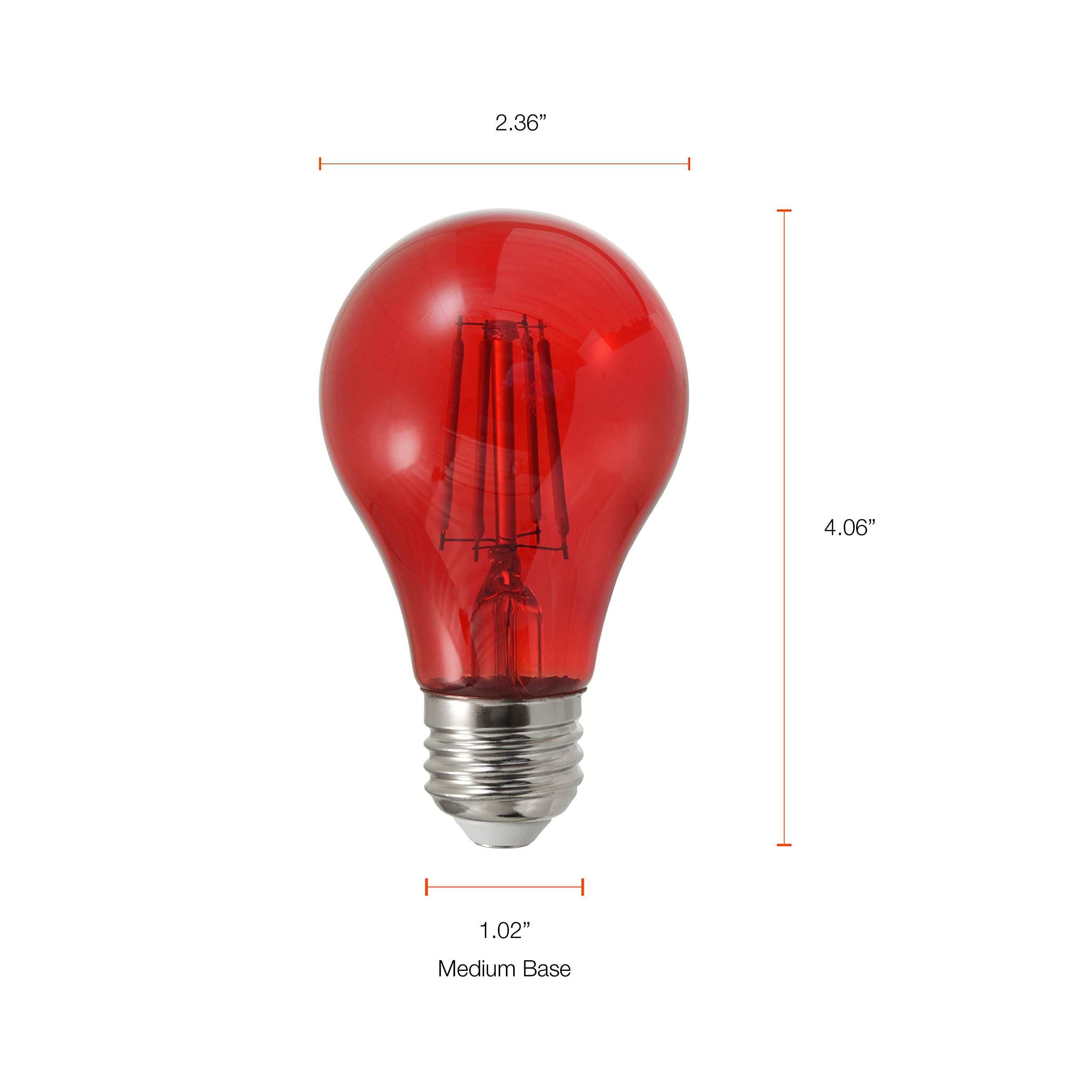 LEDVANCE SYLVANIA LED Filament A19 Light Bulb, Dimmable 4.5W, E26 Base, Red Glass, 1 Count (Pack of 1)